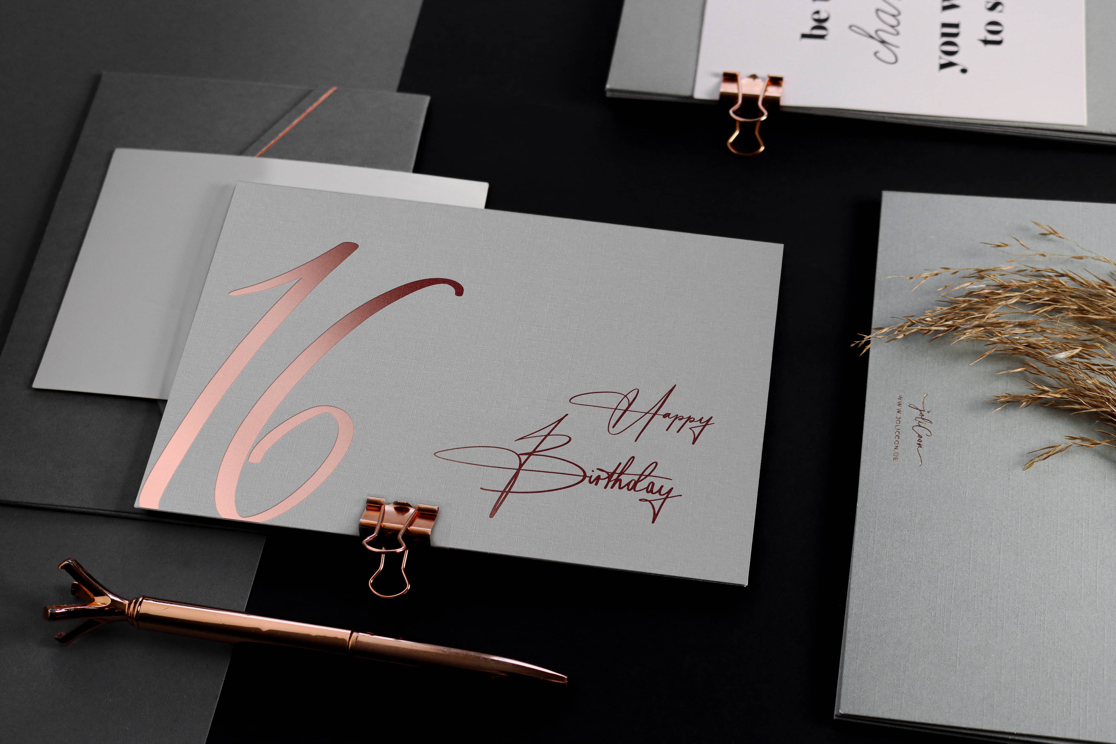 16 Geburtstagskarte 16 Happy Birthday Klappkarte mit Kuvert und Wachssiegel JoliCoon