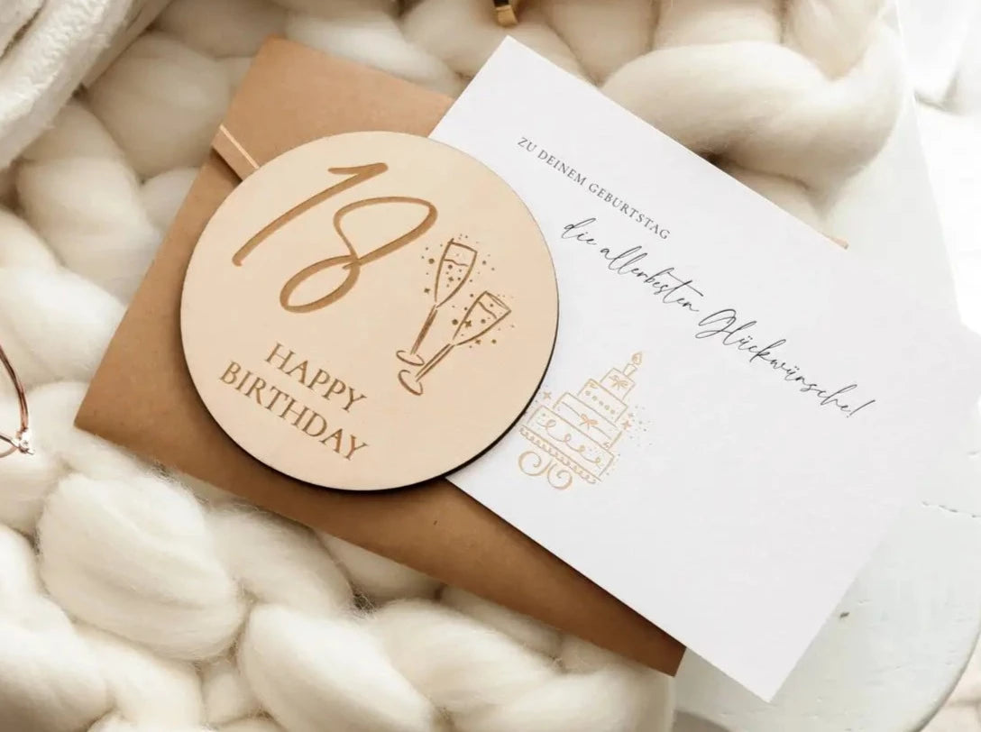 Happy Birthday 18 Holzkarte