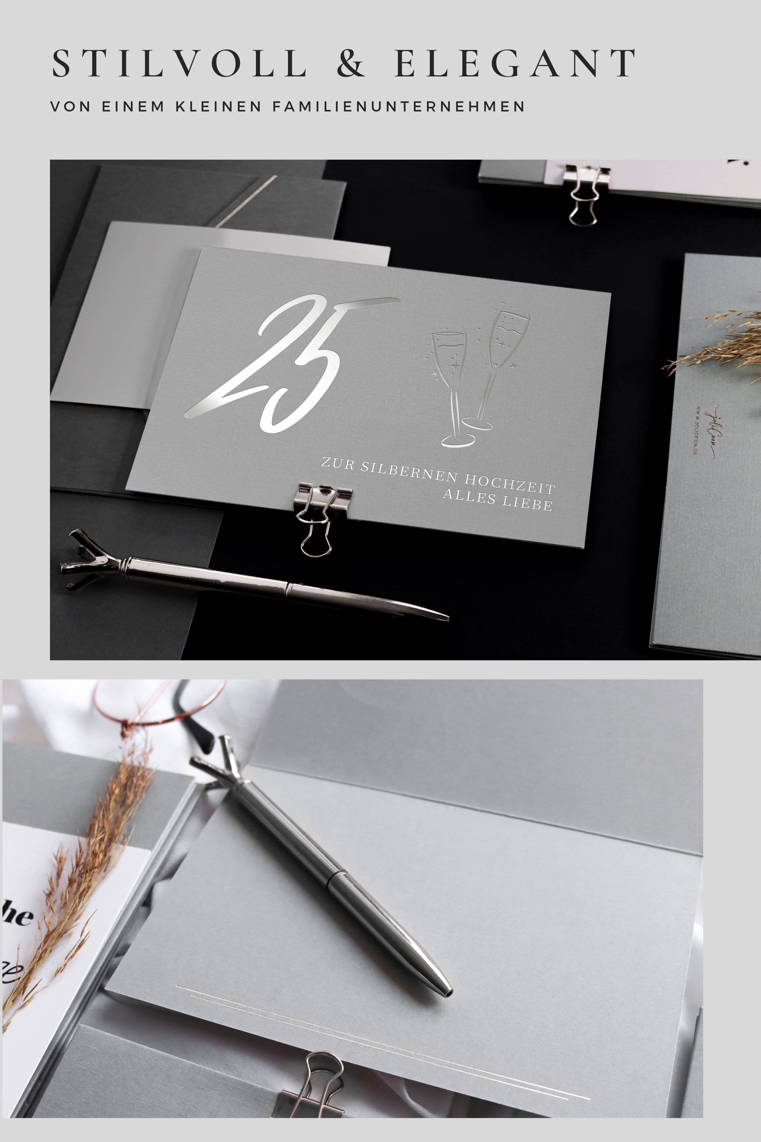 25 Silberne Hochzeit Karte GREY