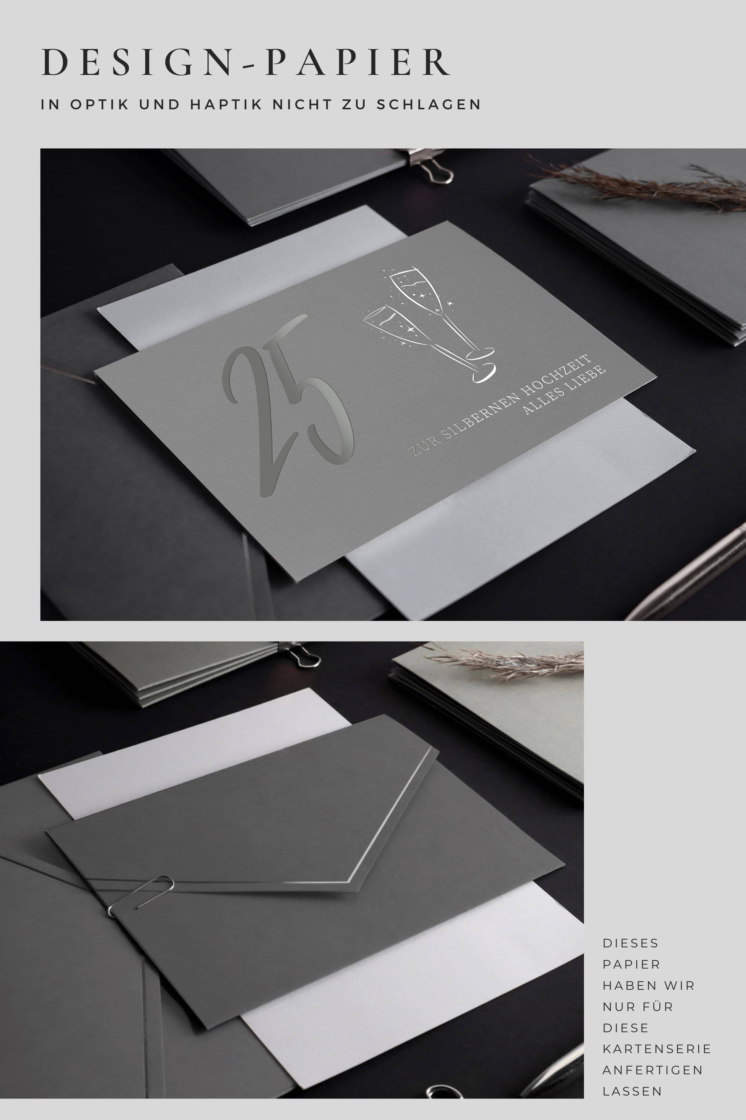 25 Silberne Hochzeit Karte GREY