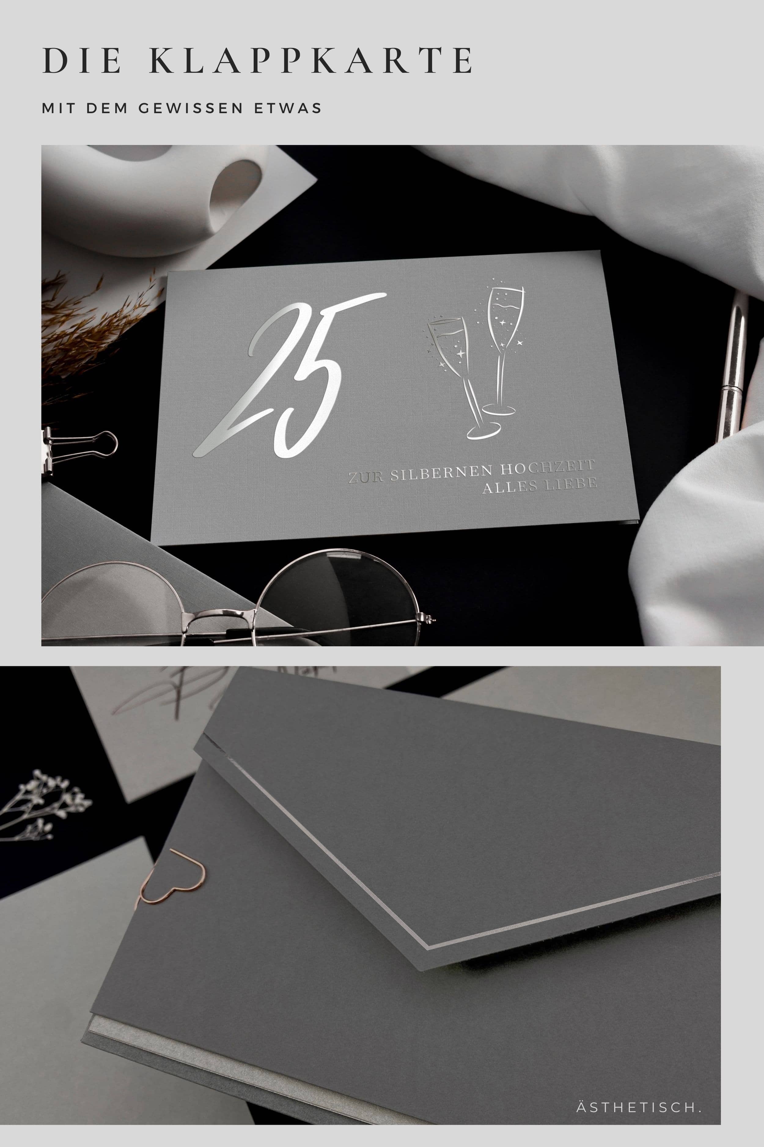 25 Silberne Hochzeit Karte GREY