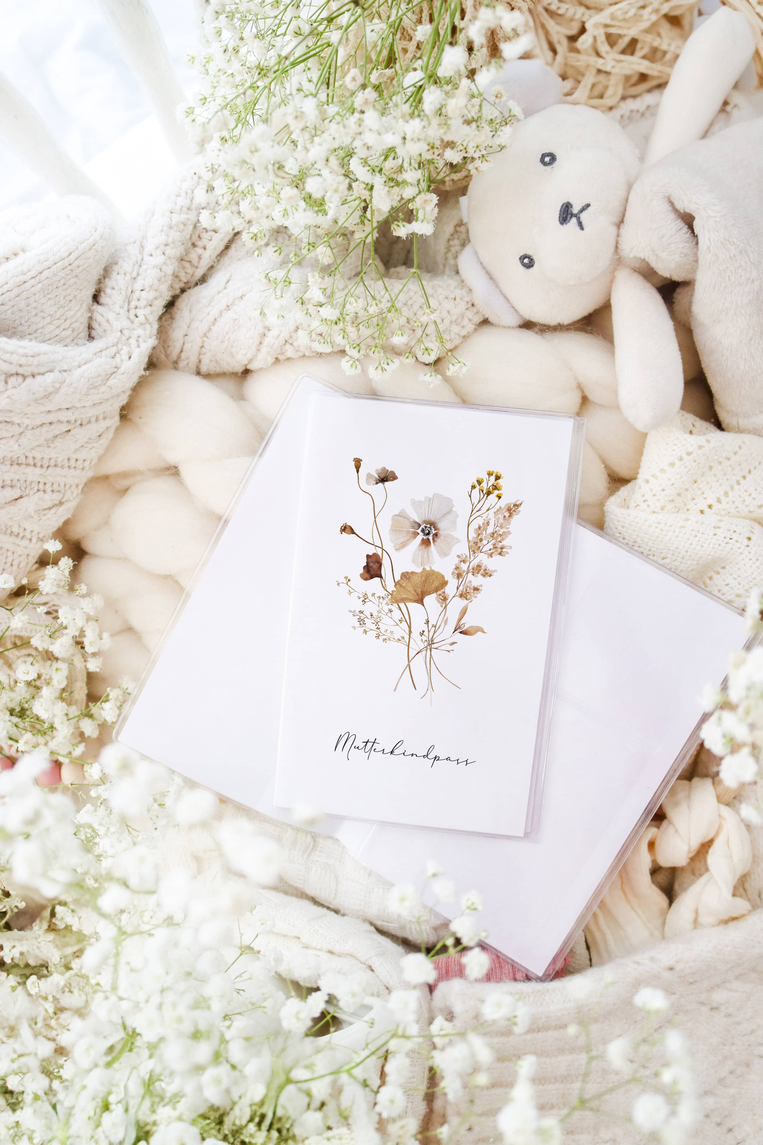 Mutter Kind Pass Hülle Herbstblume