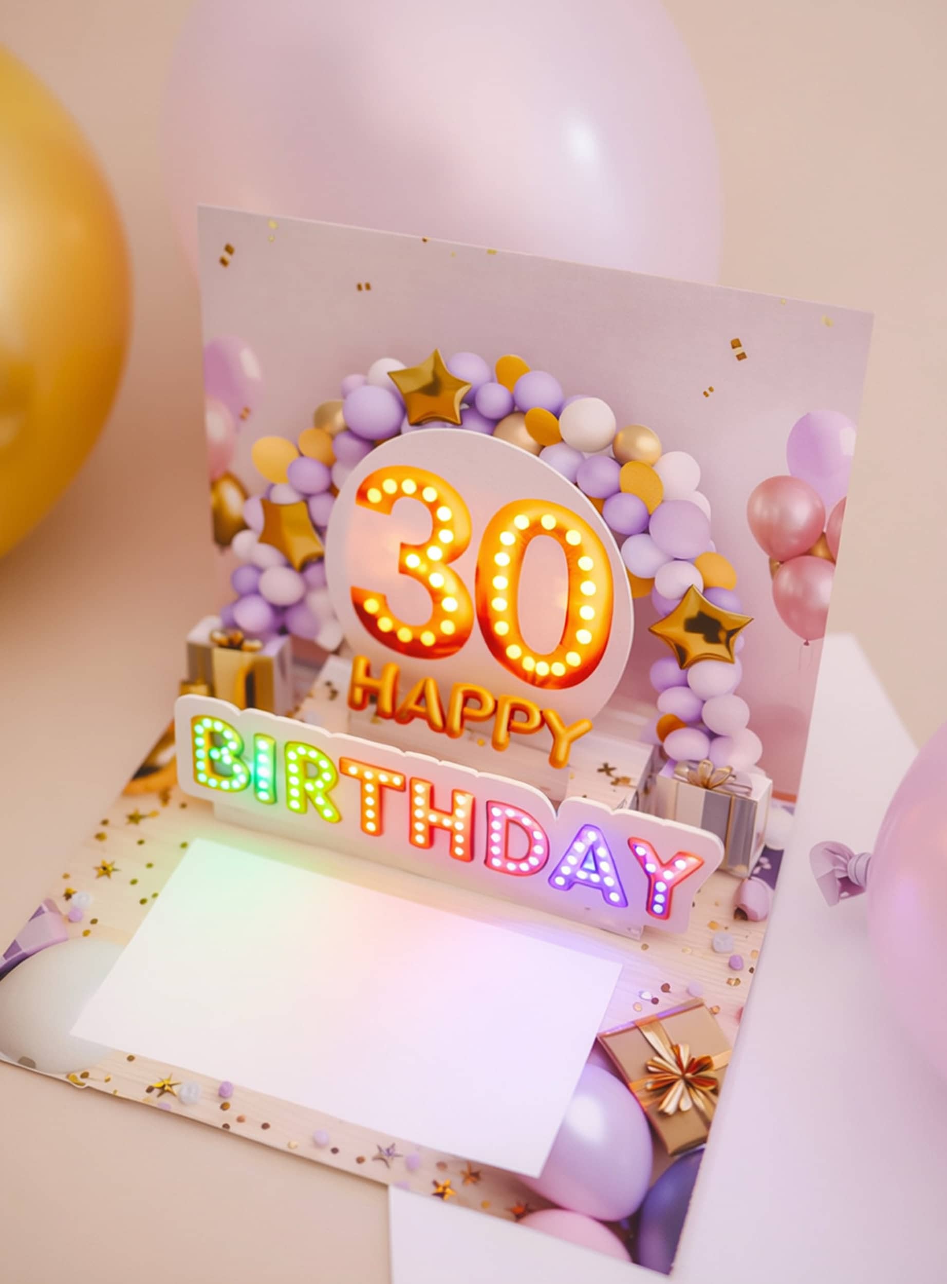 Pop up Geburtstagskarte 30 Frau Geschenk 3D Karte mit Musik und Licht JoliCoon