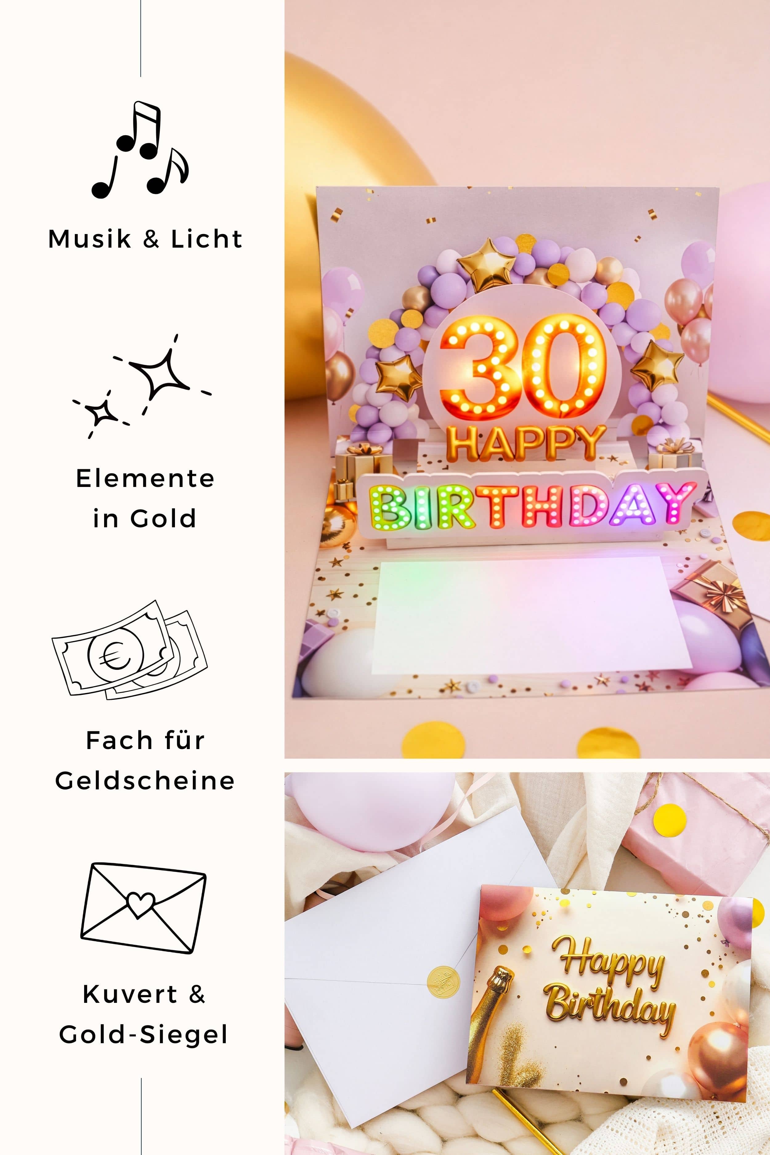 Pop up Geburtstagskarte 30 Frau