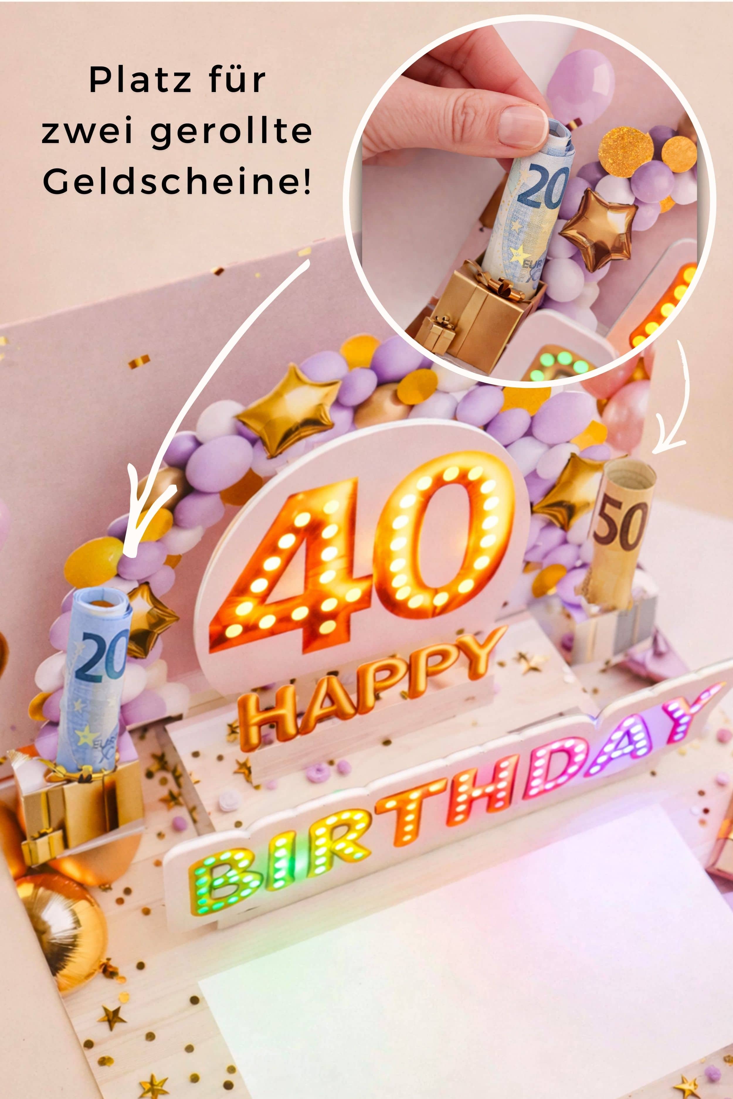 Pop up Geburtstagskarte 40 Frau