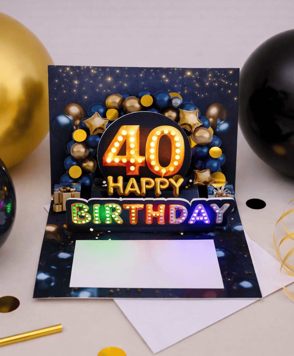 Pop up Geburtstagskarte 40 Mann Geschenk 3D Karte mit Musik und Licht JoliCoon