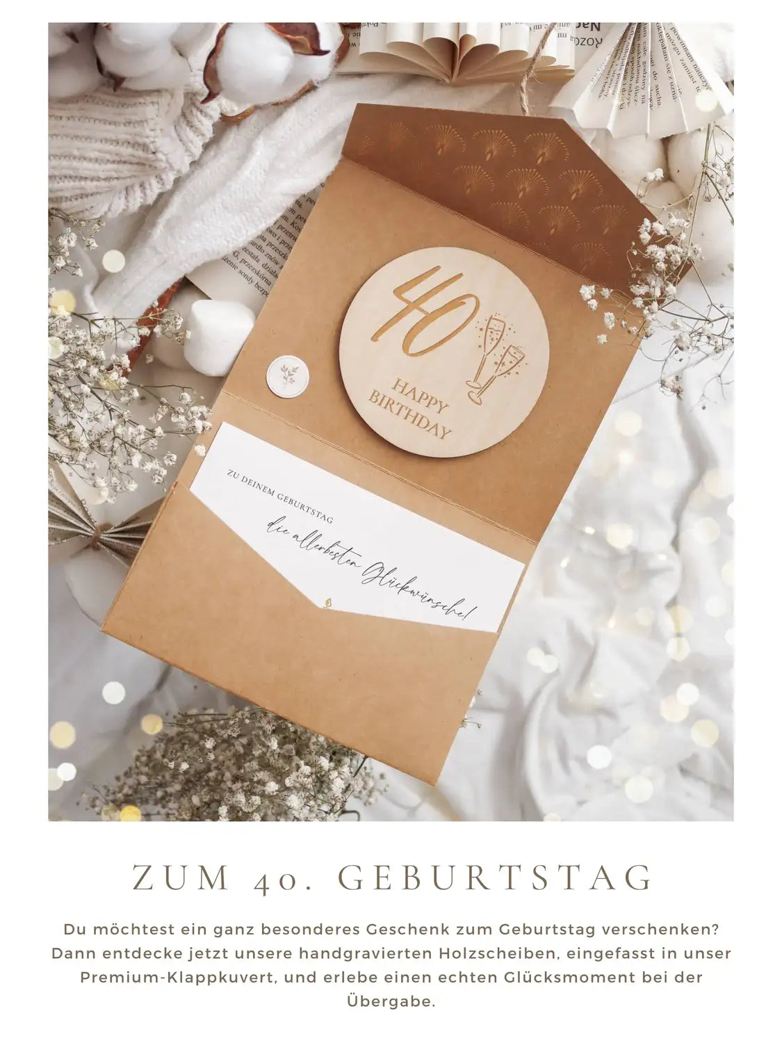 Happy Birthday 40 Holzkarte