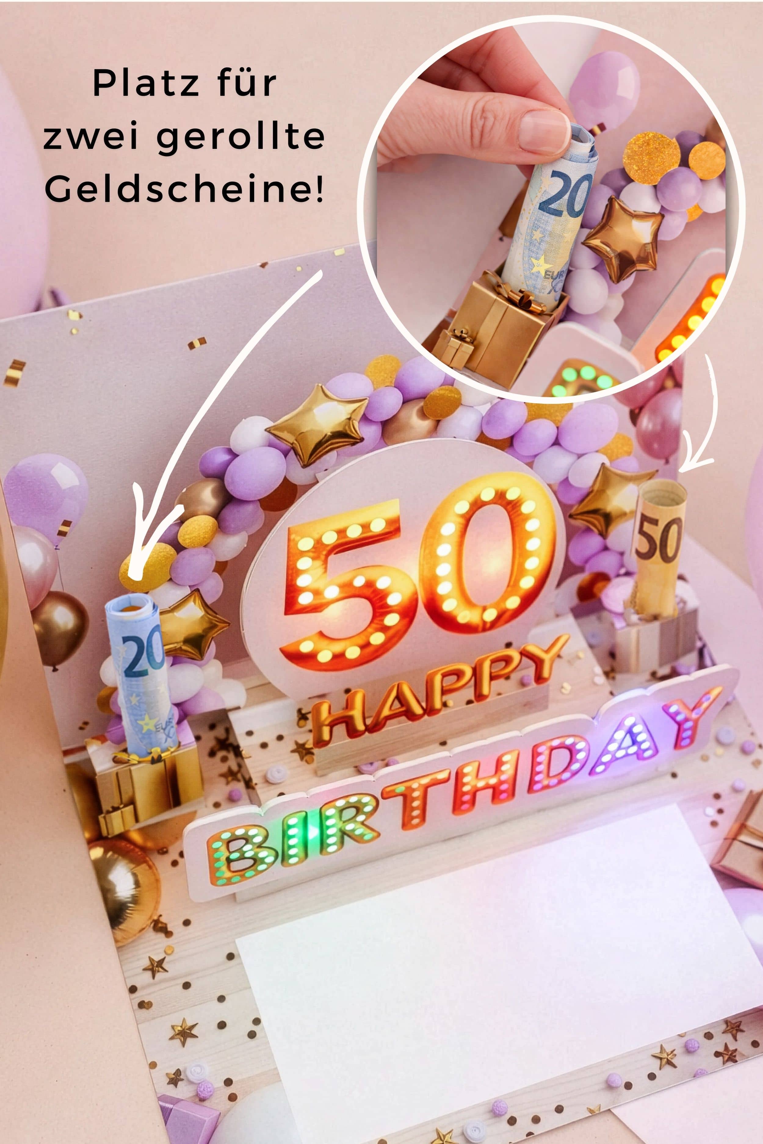 Pop up Geburtstagskarte 50 Frau