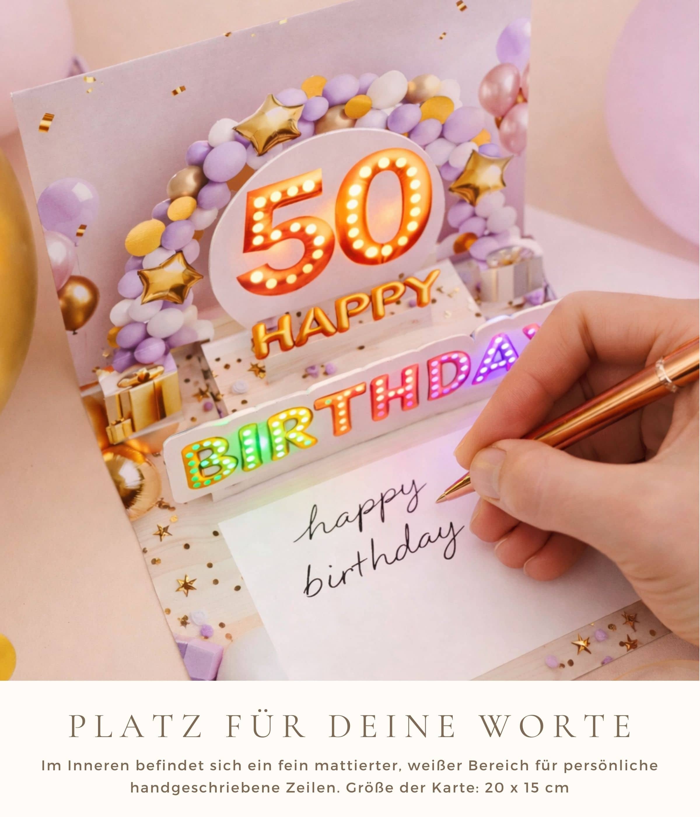 Pop up Geburtstagskarte 50 Frau
