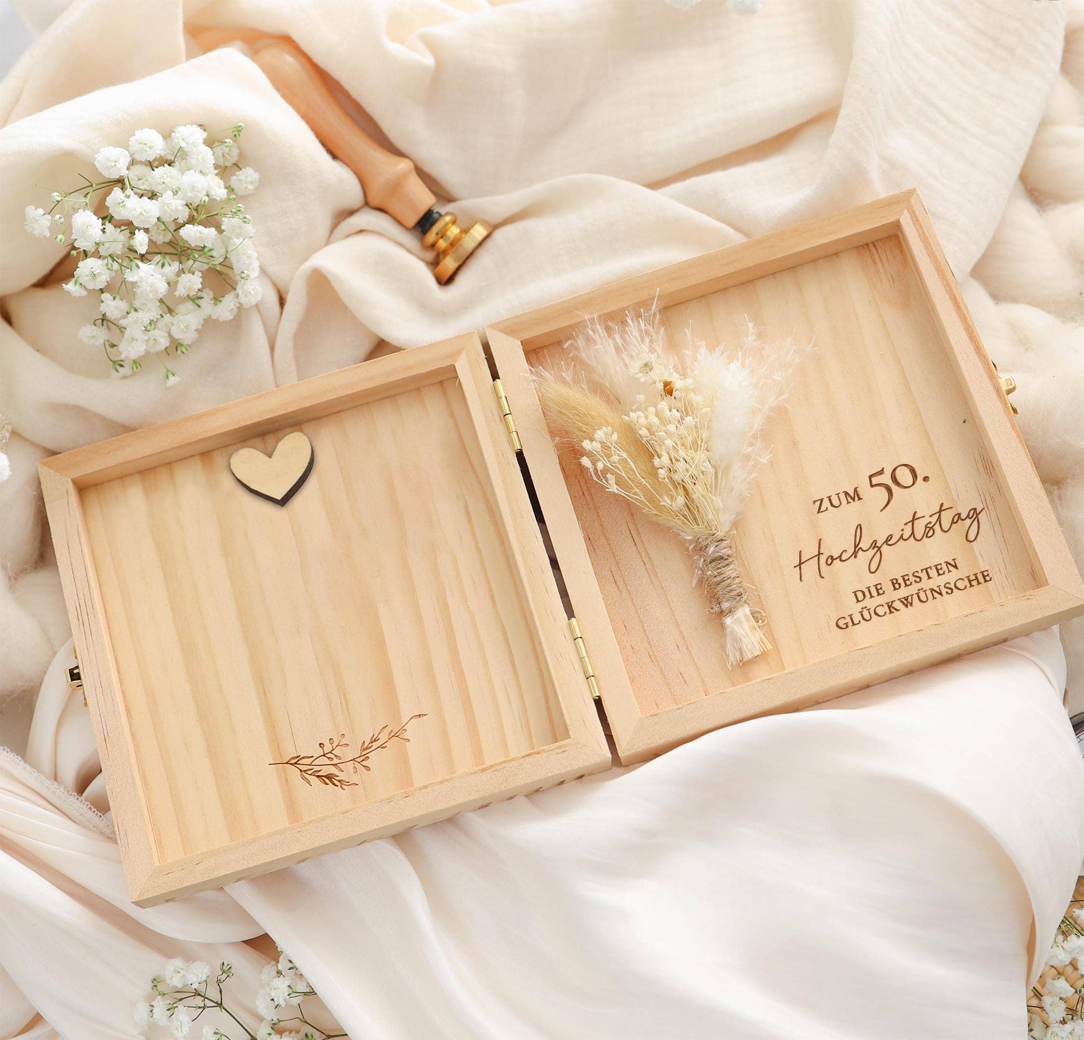 Goldene Hochzeit Geschenk Holzbox