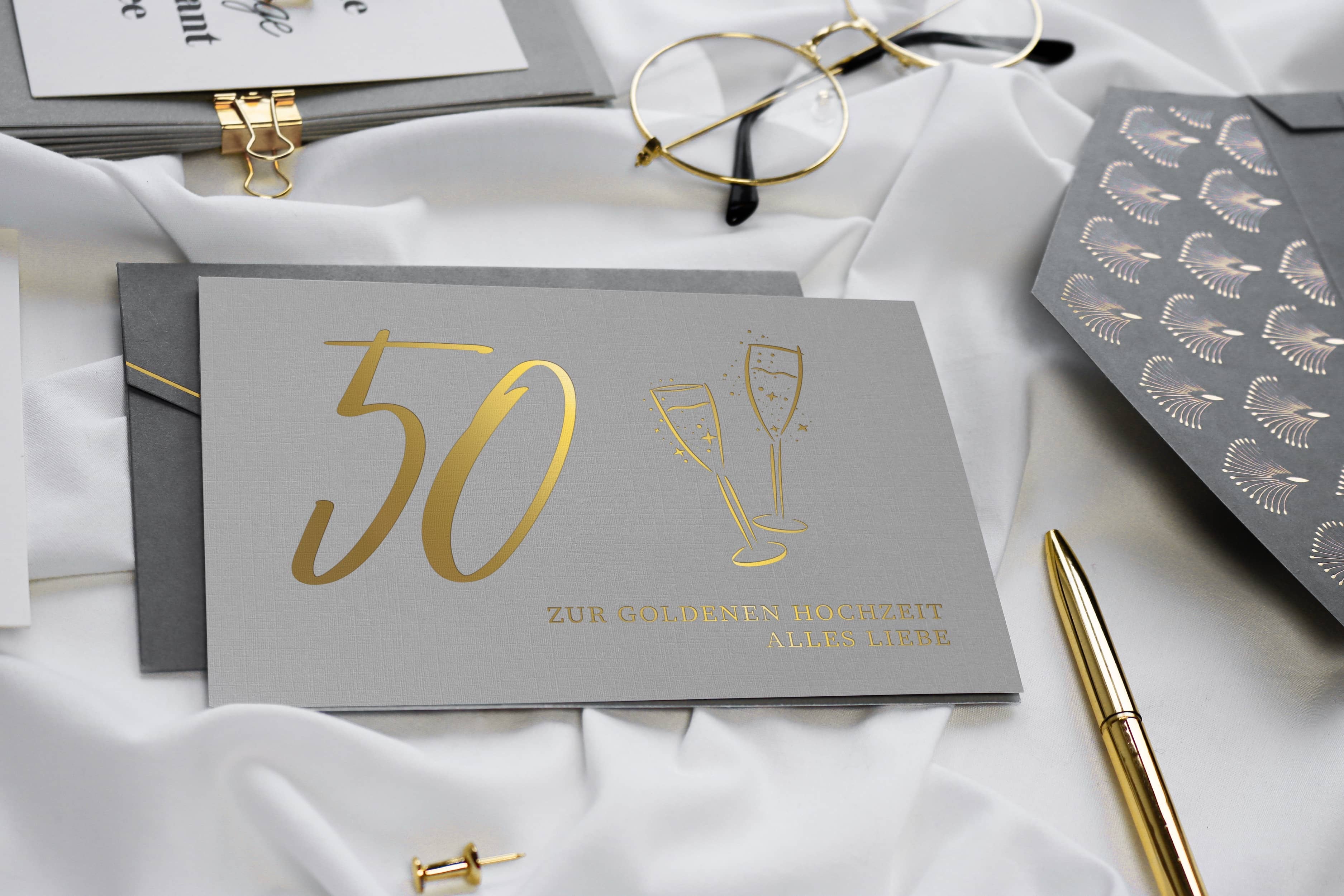 50 Goldene Hochzeit Karte GREY
