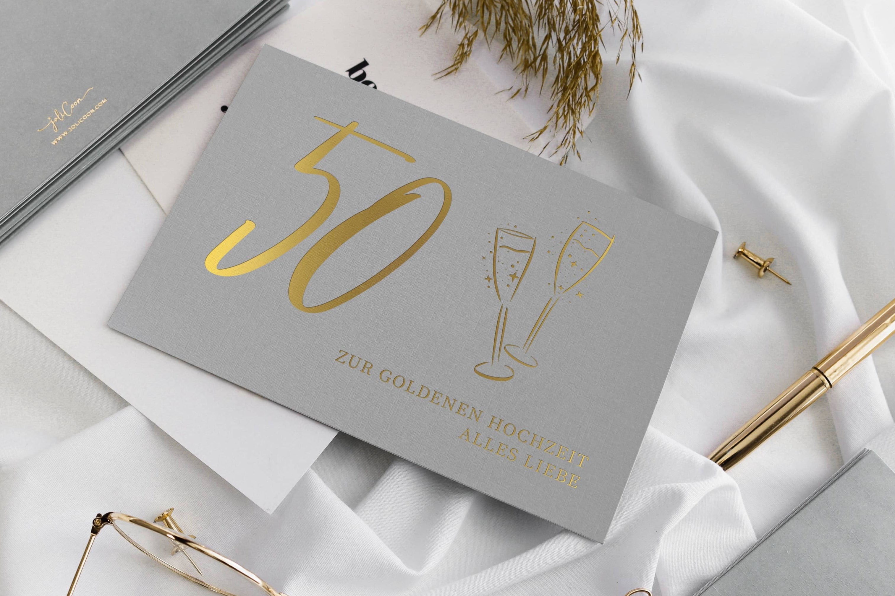 Zur goldenen Hochzeit alles Liebe 50 Jahre Ehe Geschenk Karte mit Kuvert und Siegel JoliCoon