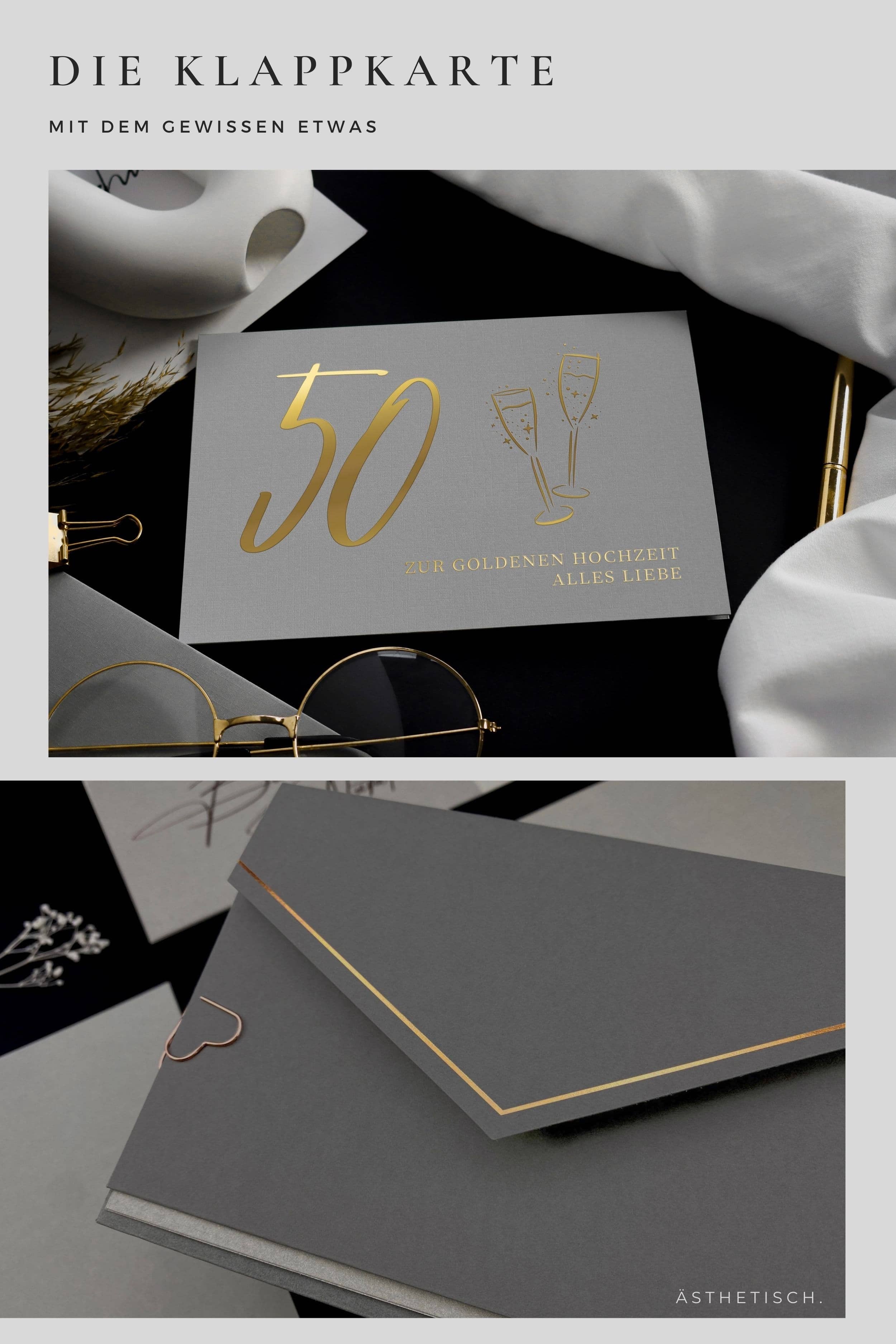 50 Goldene Hochzeit Karte GREY
