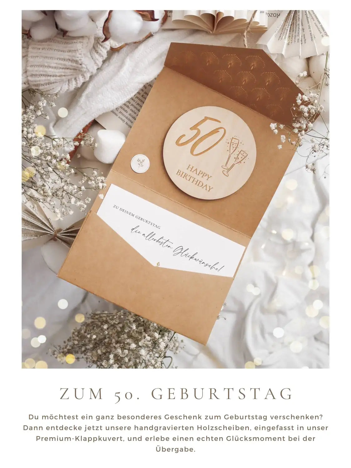 Happy Birthday 50 Holzkarte