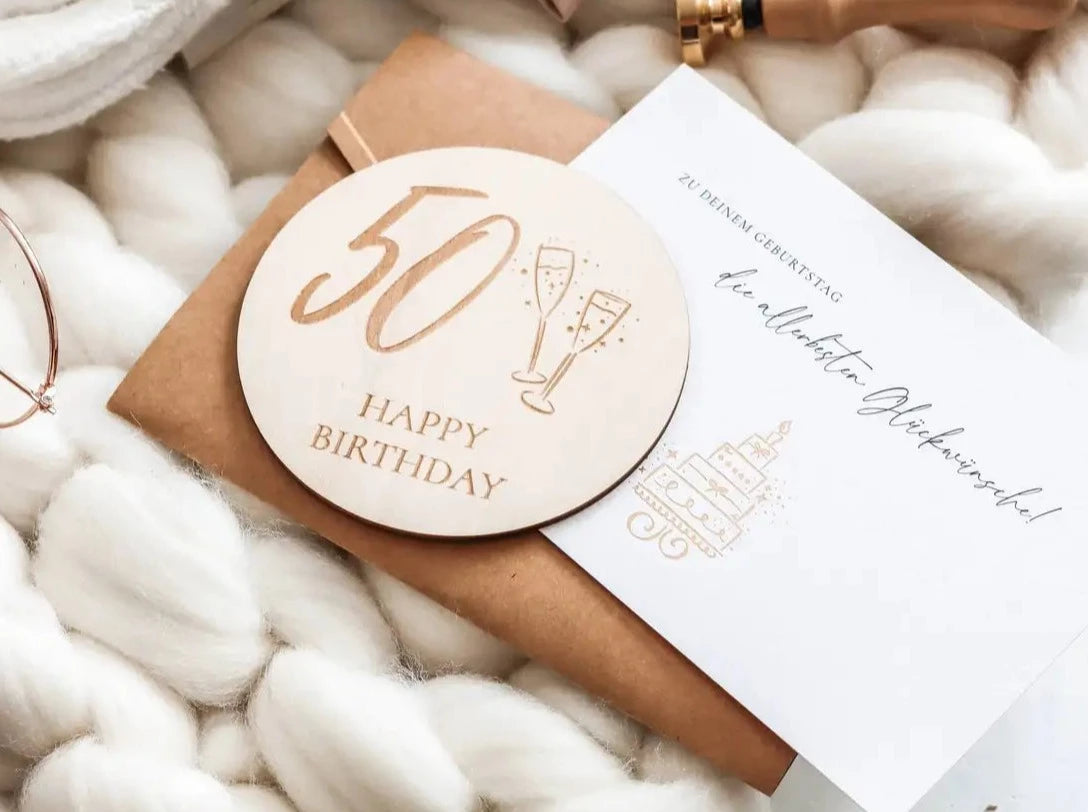 Happy Birthday 50 Holzkarte