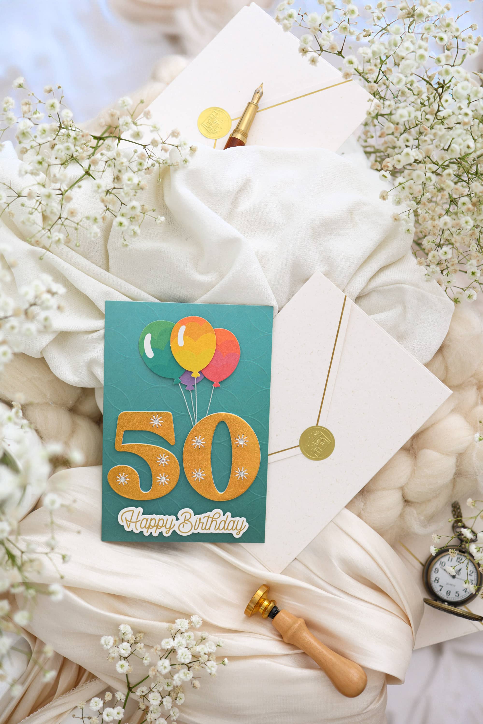 Karte Geburtstag Signature 50 mit Kuvert und Siegel JoliCoon