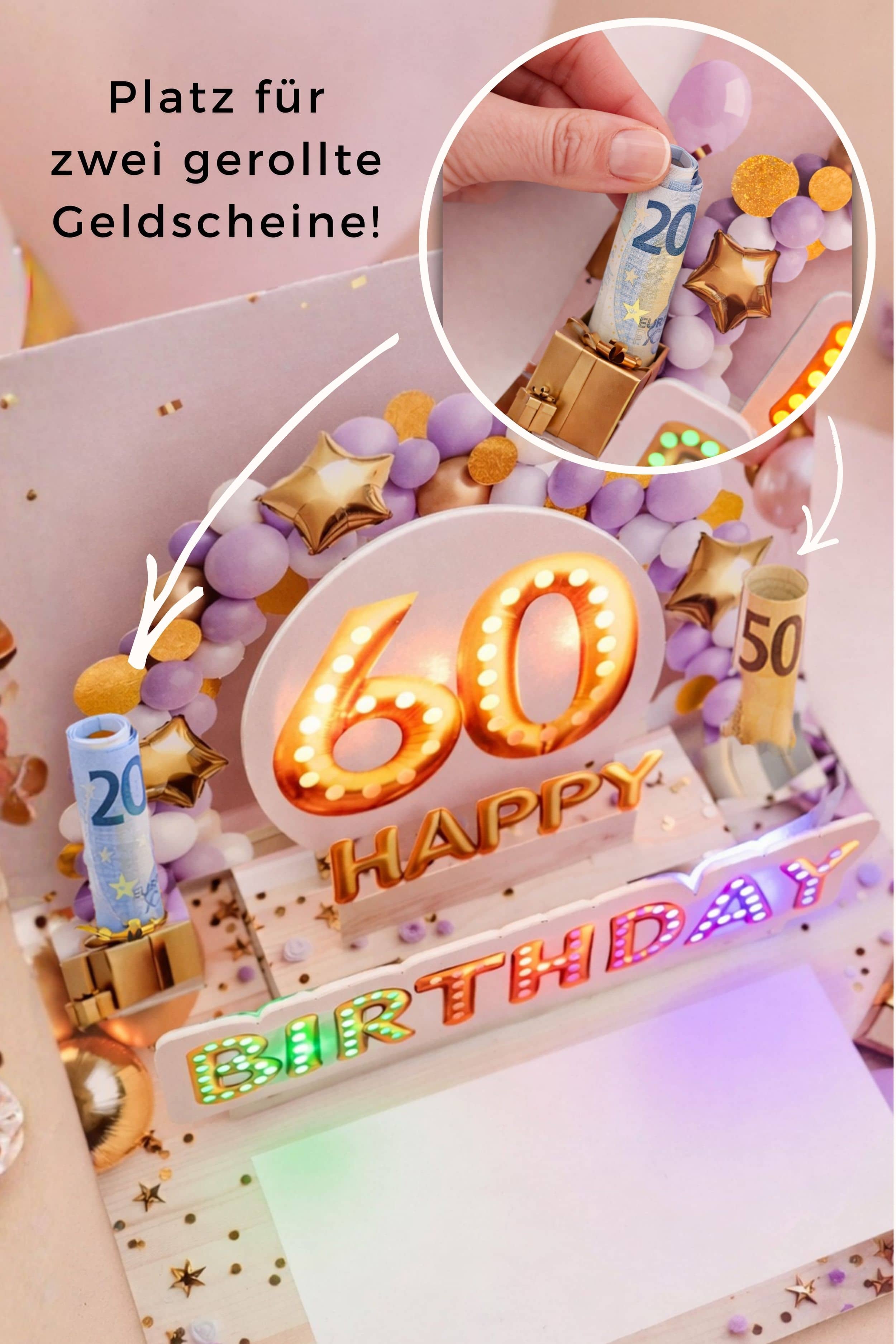 Pop up Geburtstagskarte 60 Frau