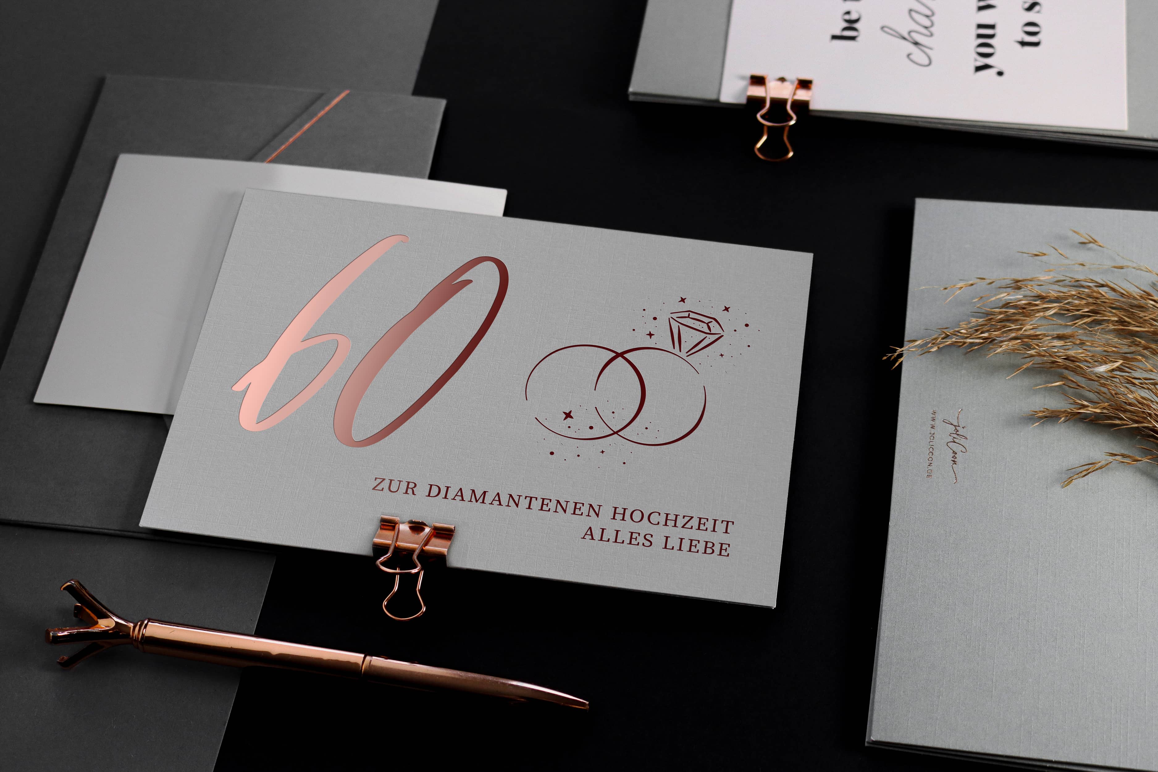 Karte Diamantene Hochzeit GREY