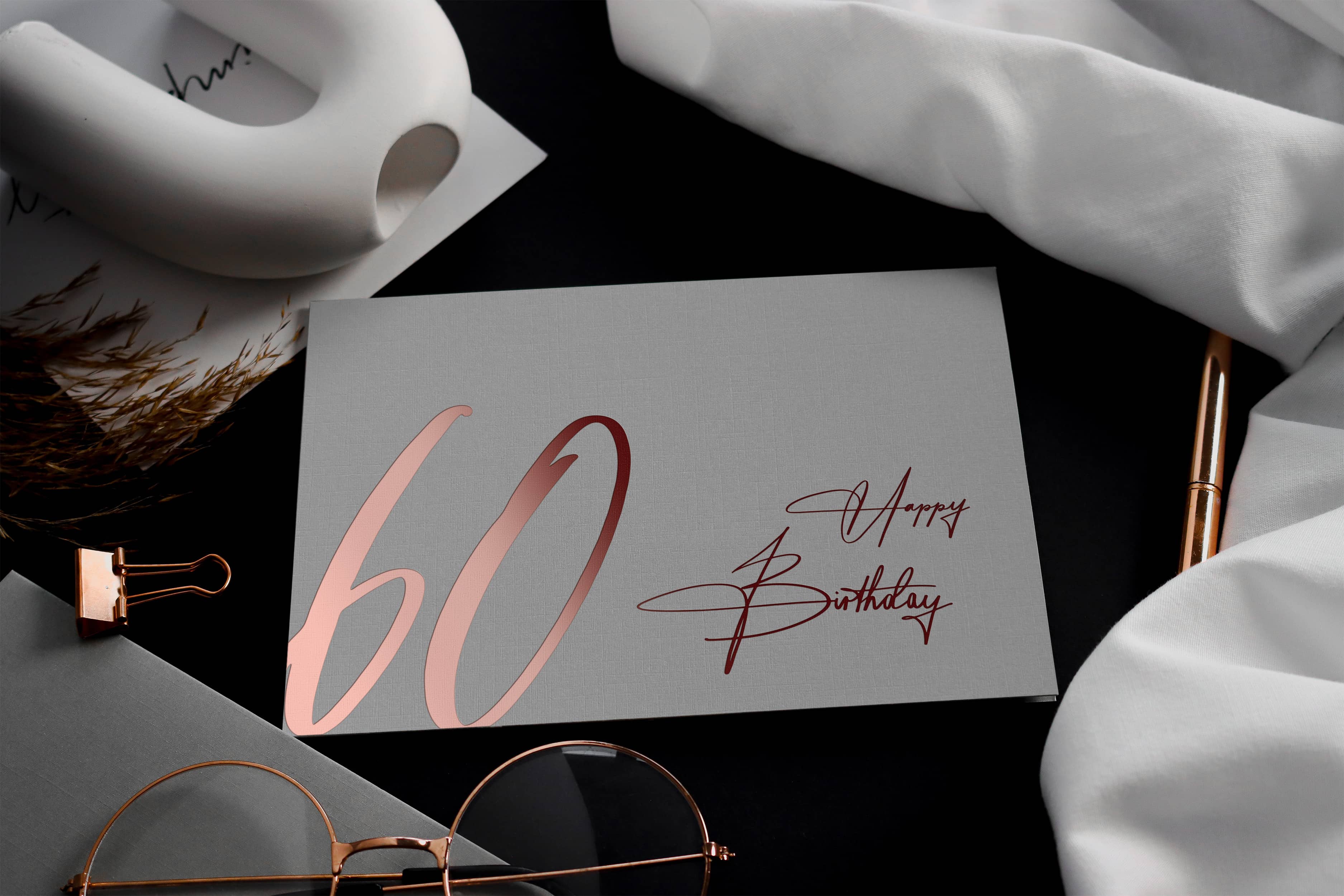 60 Geburtstagskarte 60 Happy Birthday Karte mit Kuvert und Wachssiegel JoliCoon