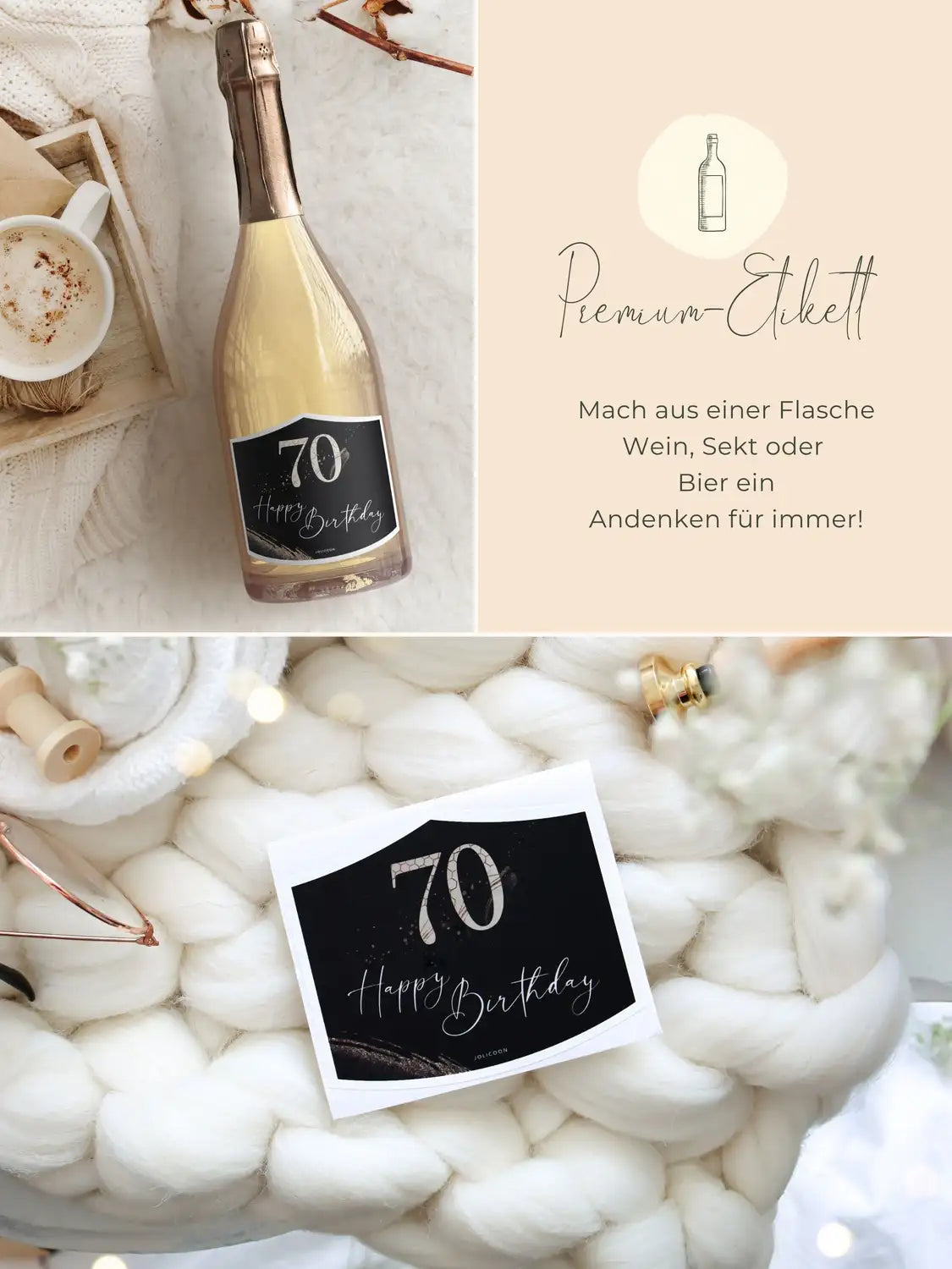 70. Geburtstag Flaschenetikett klein