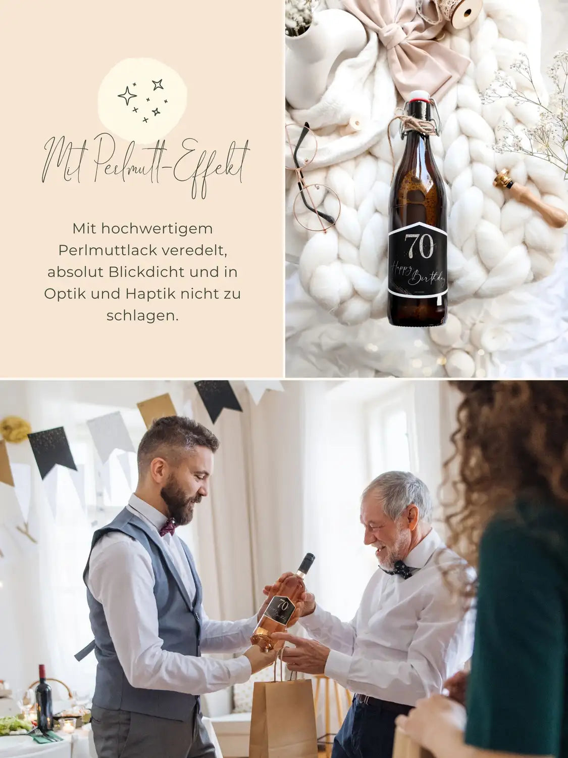 70. Geburtstag Flaschenetikett klein