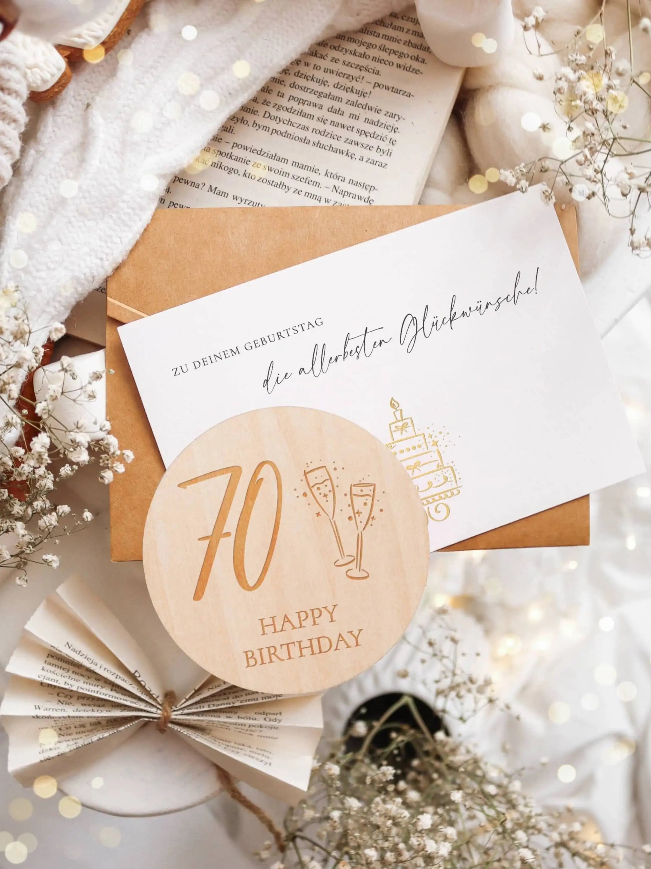 Happy Birthday 70 Holzkarte