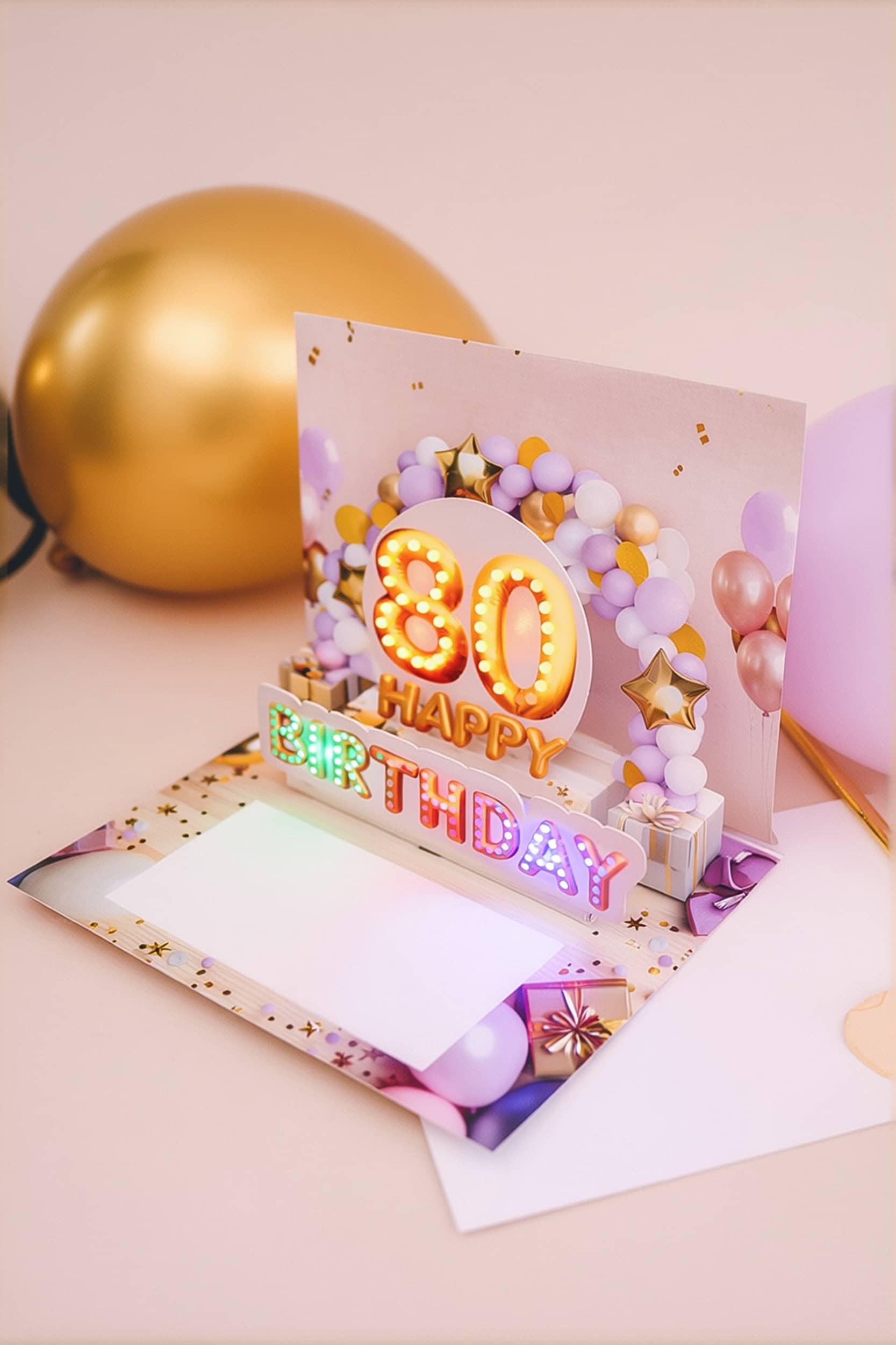 Pop up Geburtstagskarte 80 Frau Geschenk 3D Karte mit Musik und Licht JoliCoon