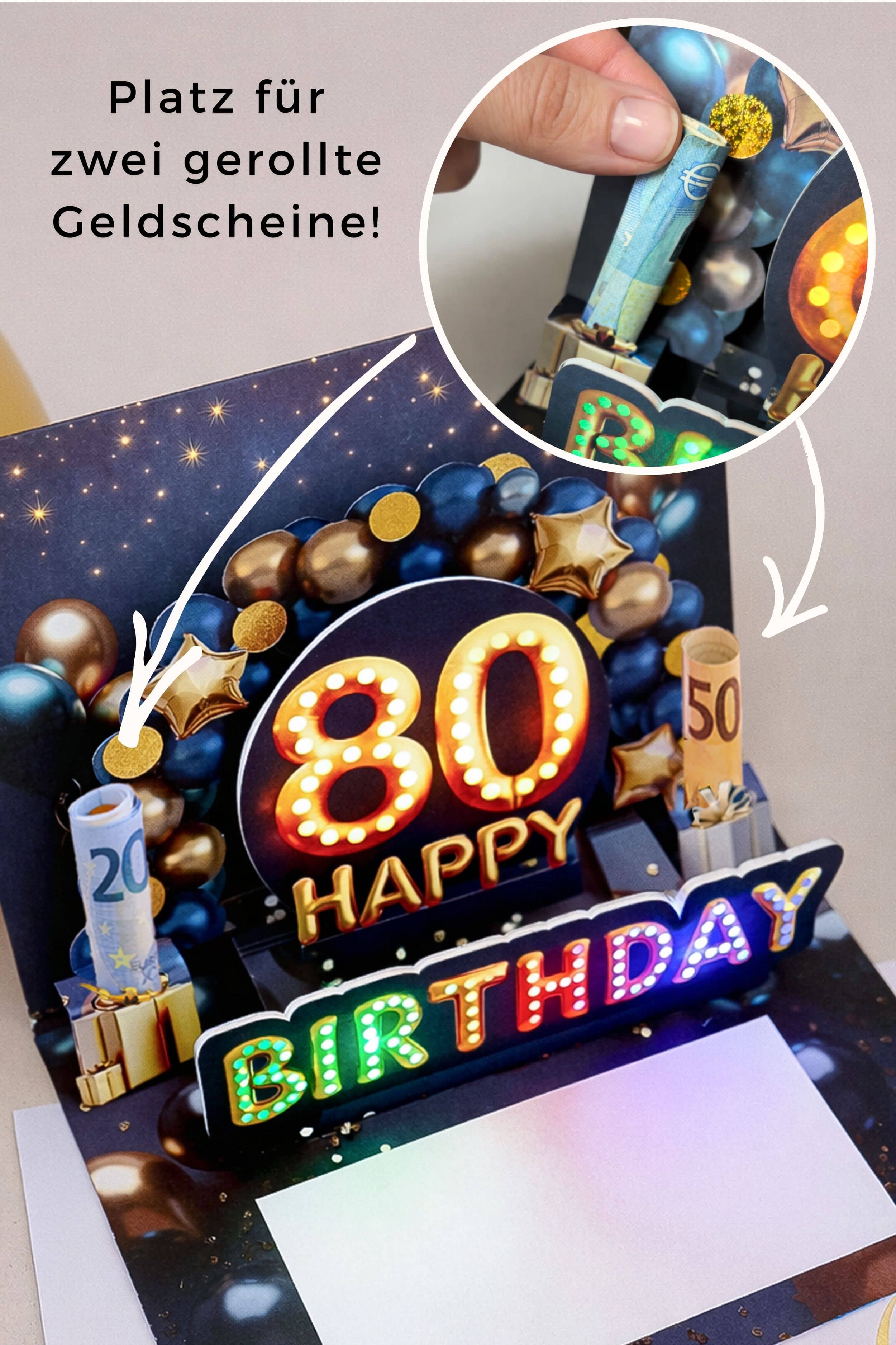 Pop up Geburtstagskarte 80 Mann