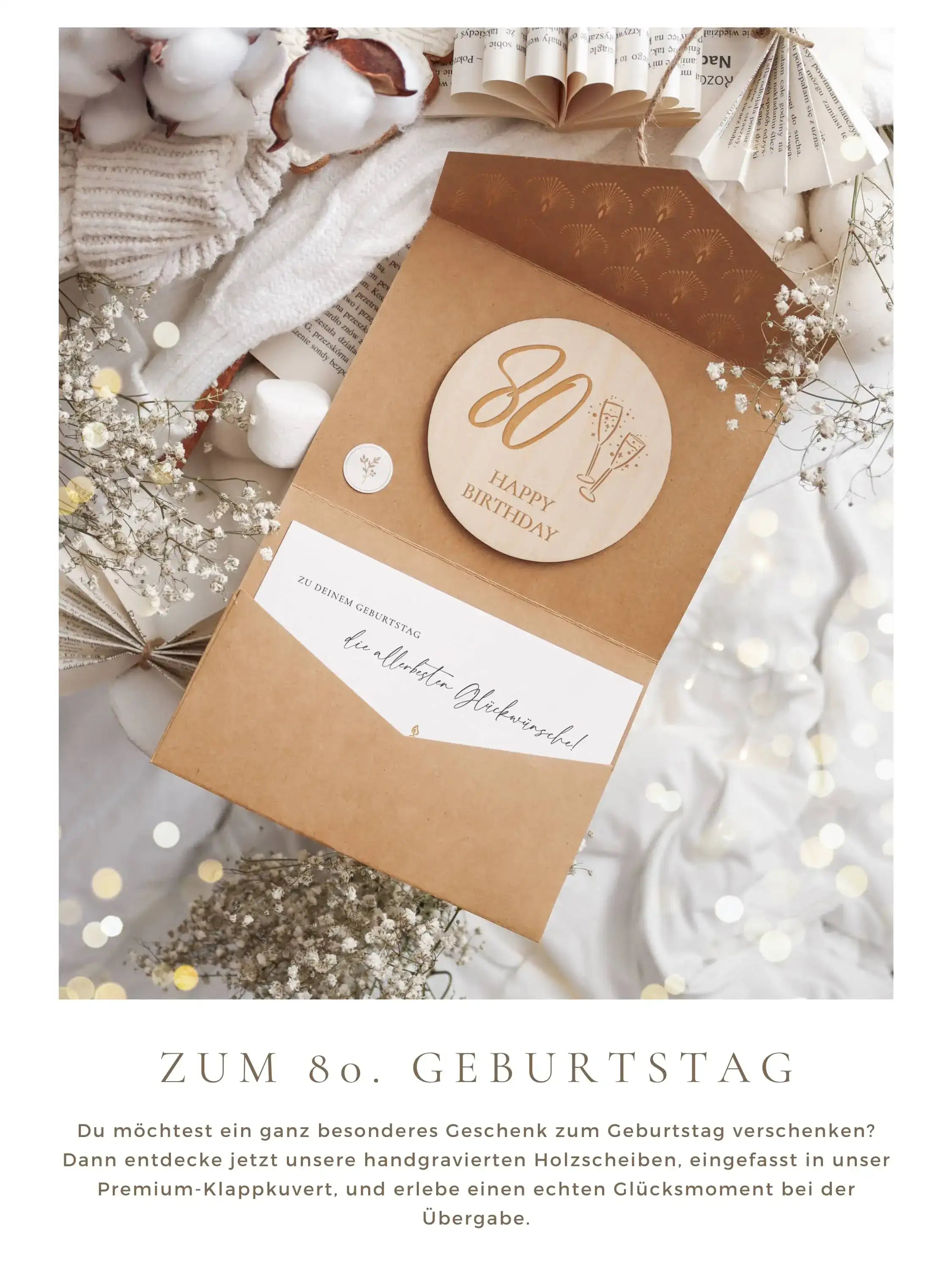 Happy Birthday 80 Holzkarte