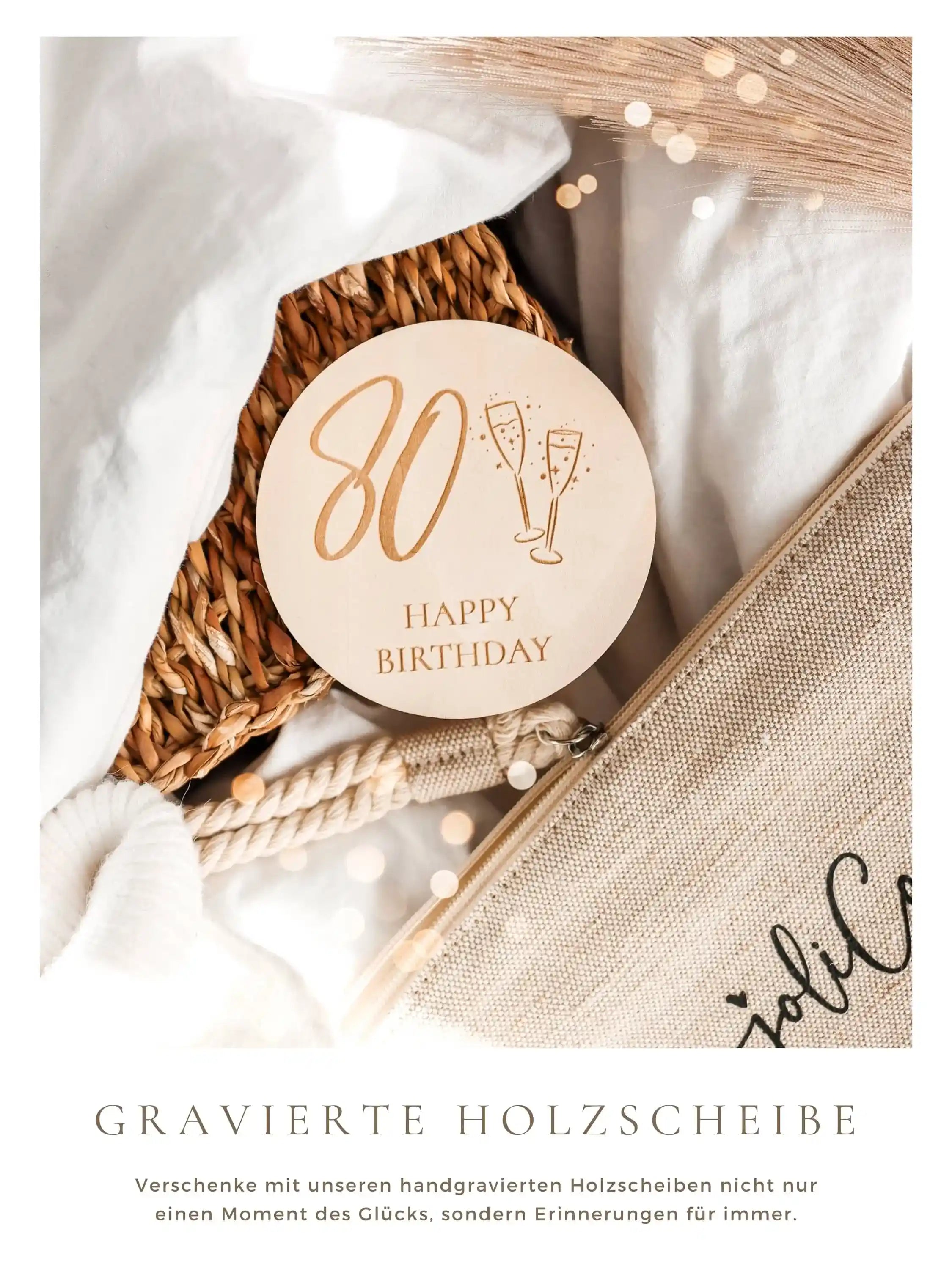 Happy Birthday 80 Holzkarte