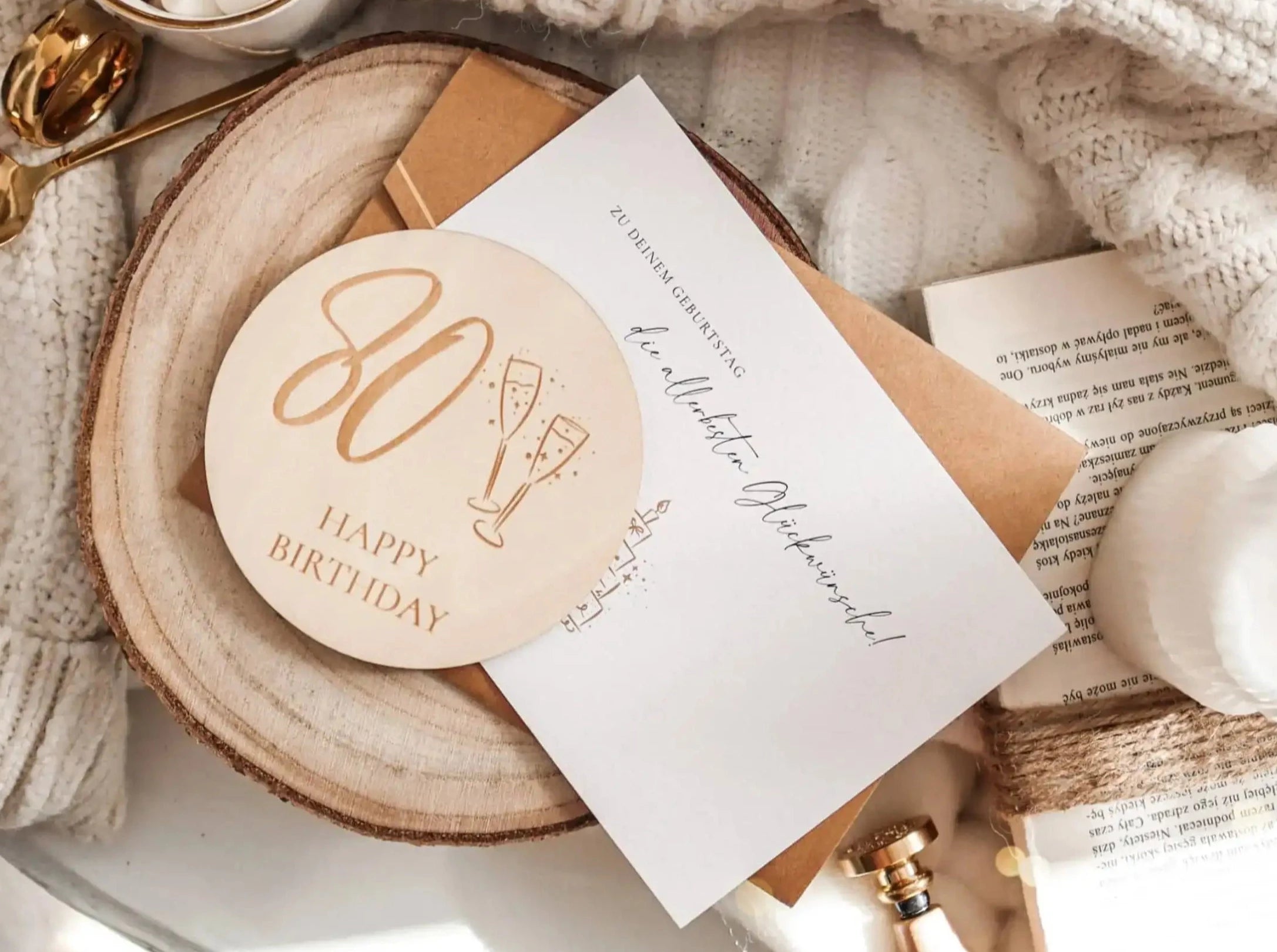 Happy Birthday 80 Holzkarte