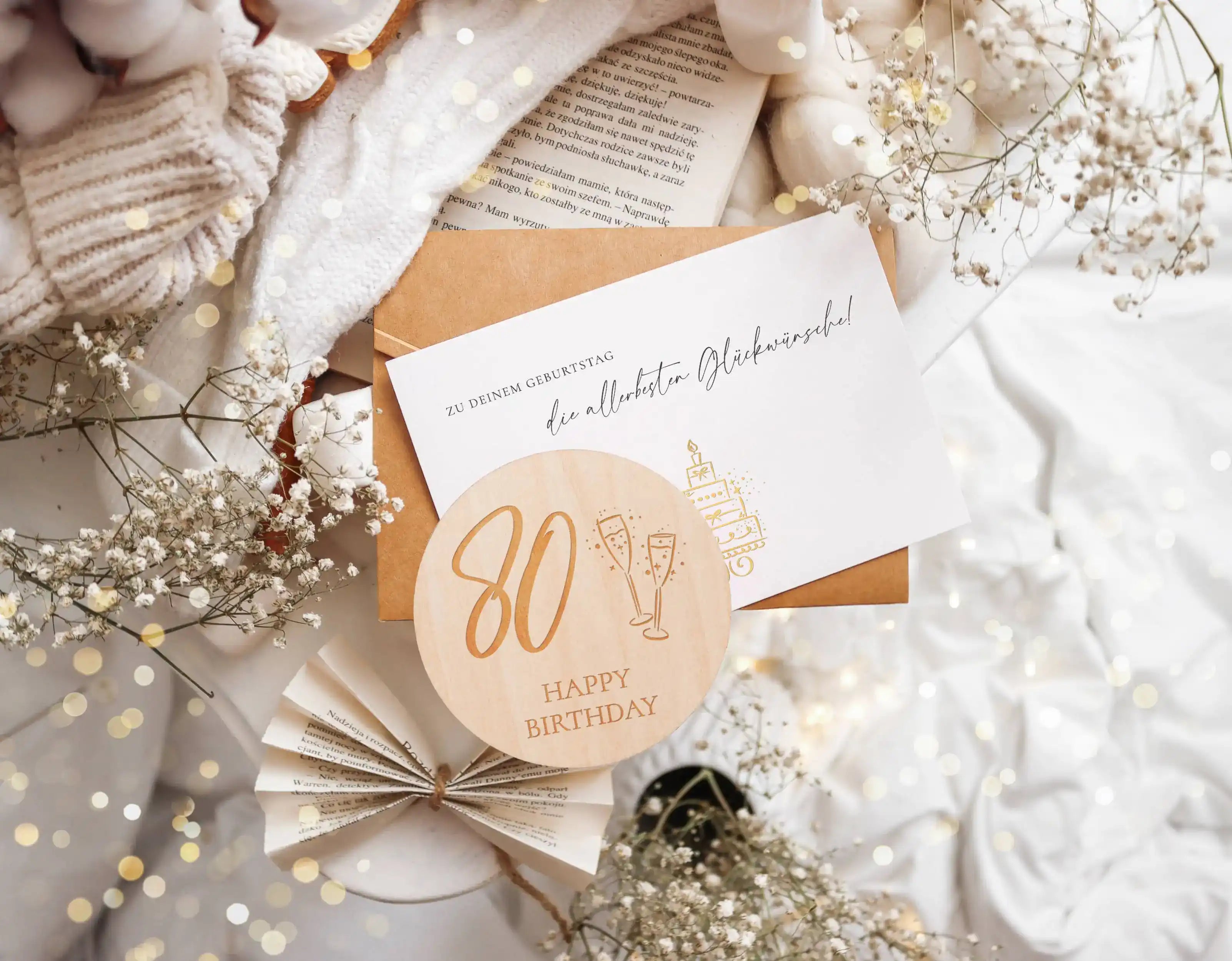 Happy Birthday 80 Holzkarte