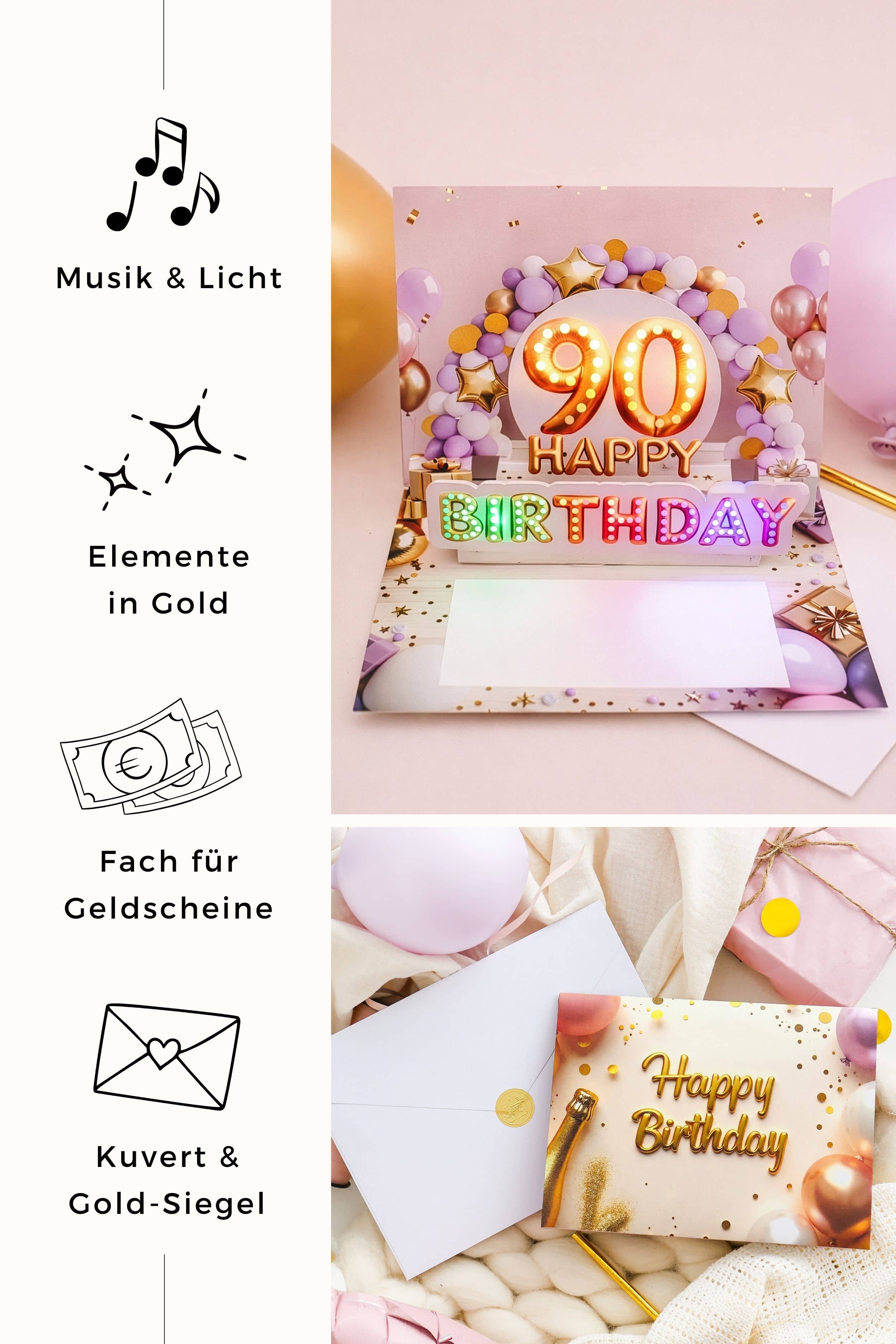 Pop up Geburtstagskarte 90 Frau