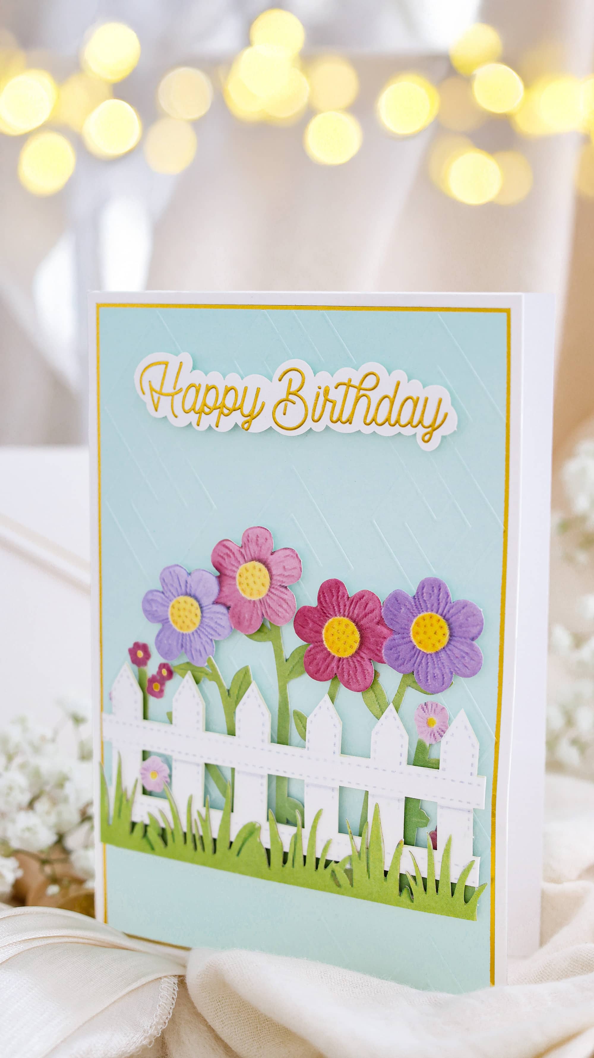 3D Geburtstagskarte SIGNATURE Blumenzaun