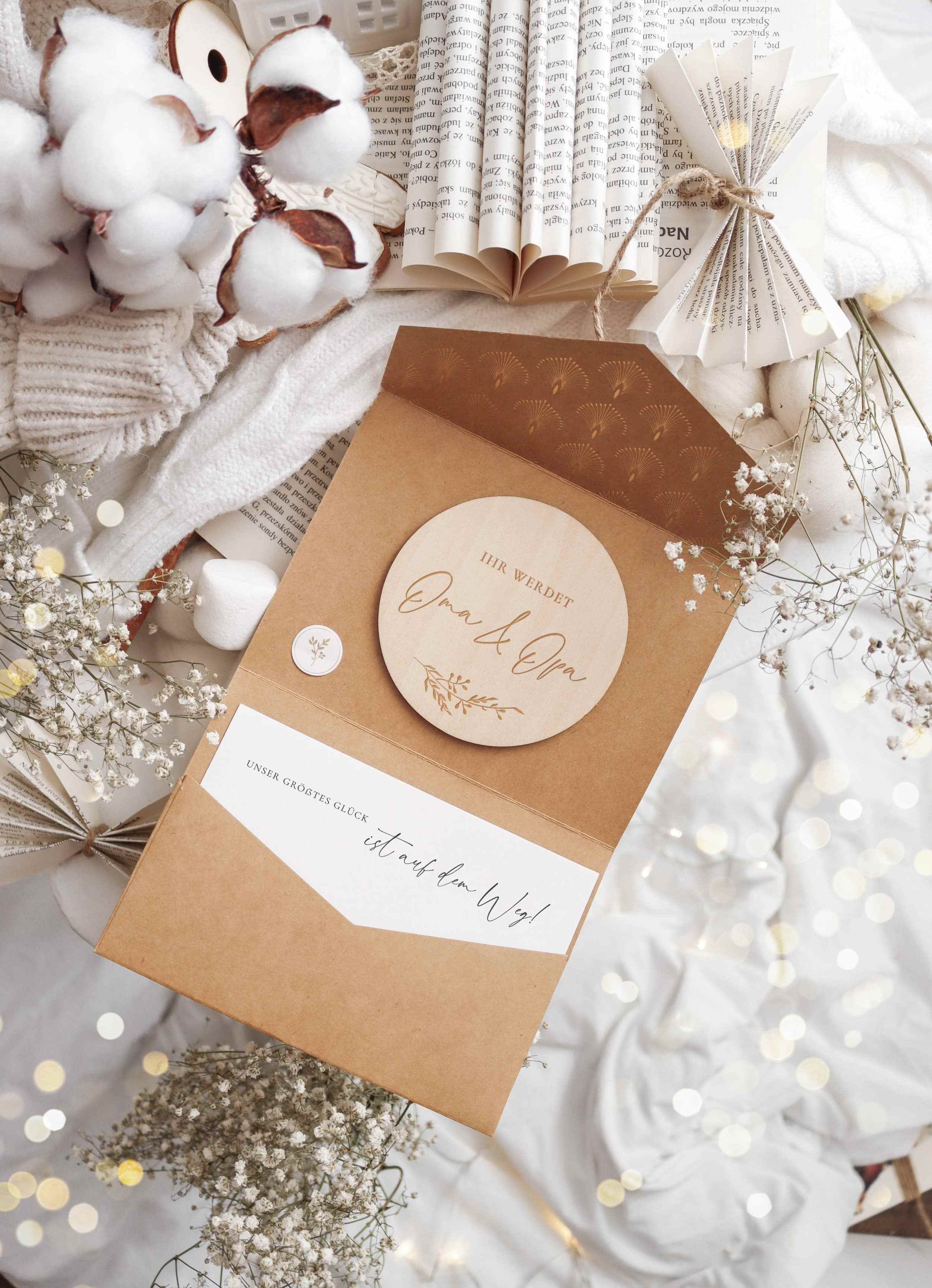 Ihr werdet Oma und Opa Holzscheibe Geschenk Schwangerschaft verkünden JoliCoon