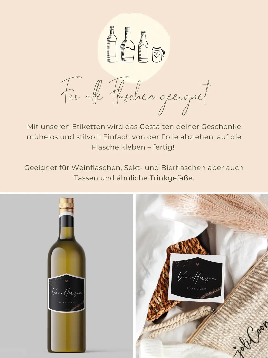Von Herzen alles Liebe Flaschenetikett klein