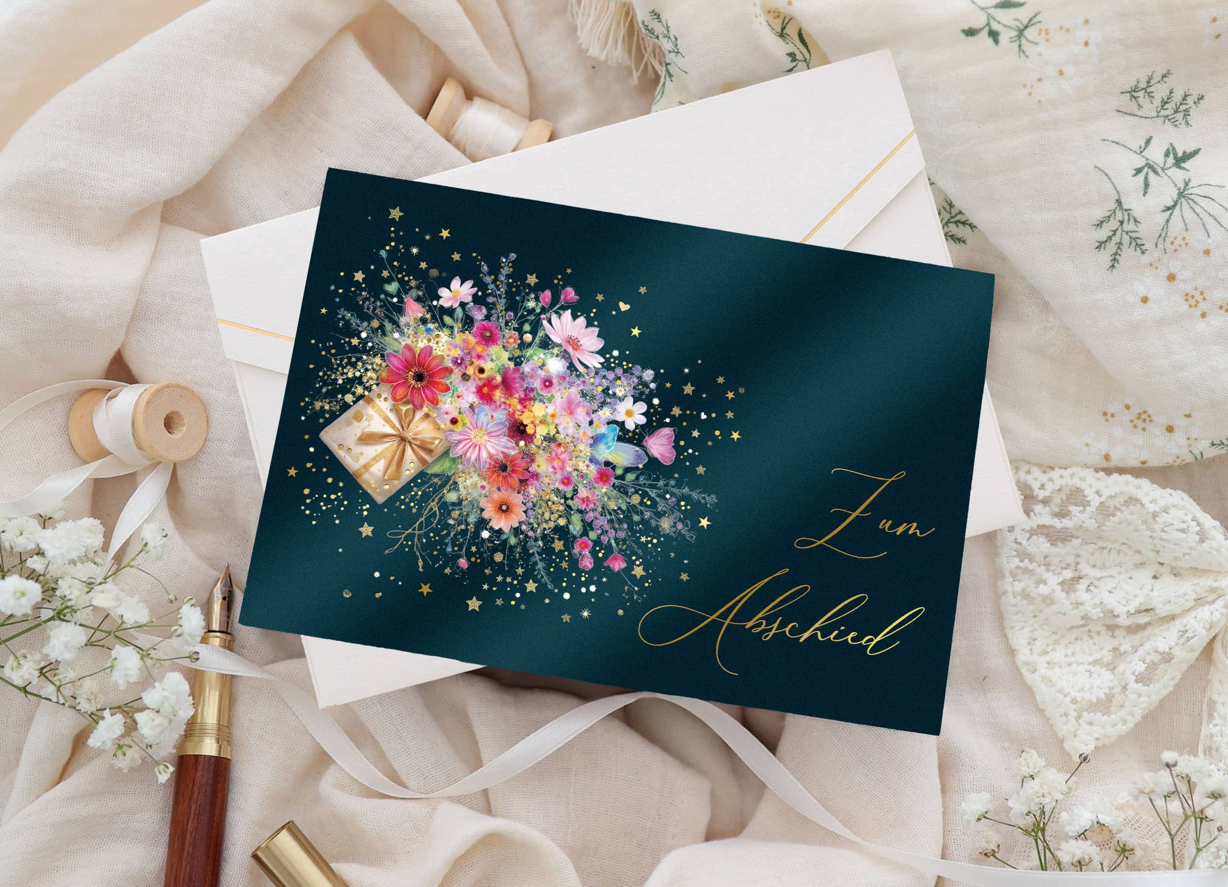 Abschiedskarte Stardust mit Kuvert und Siegel JoliCoon