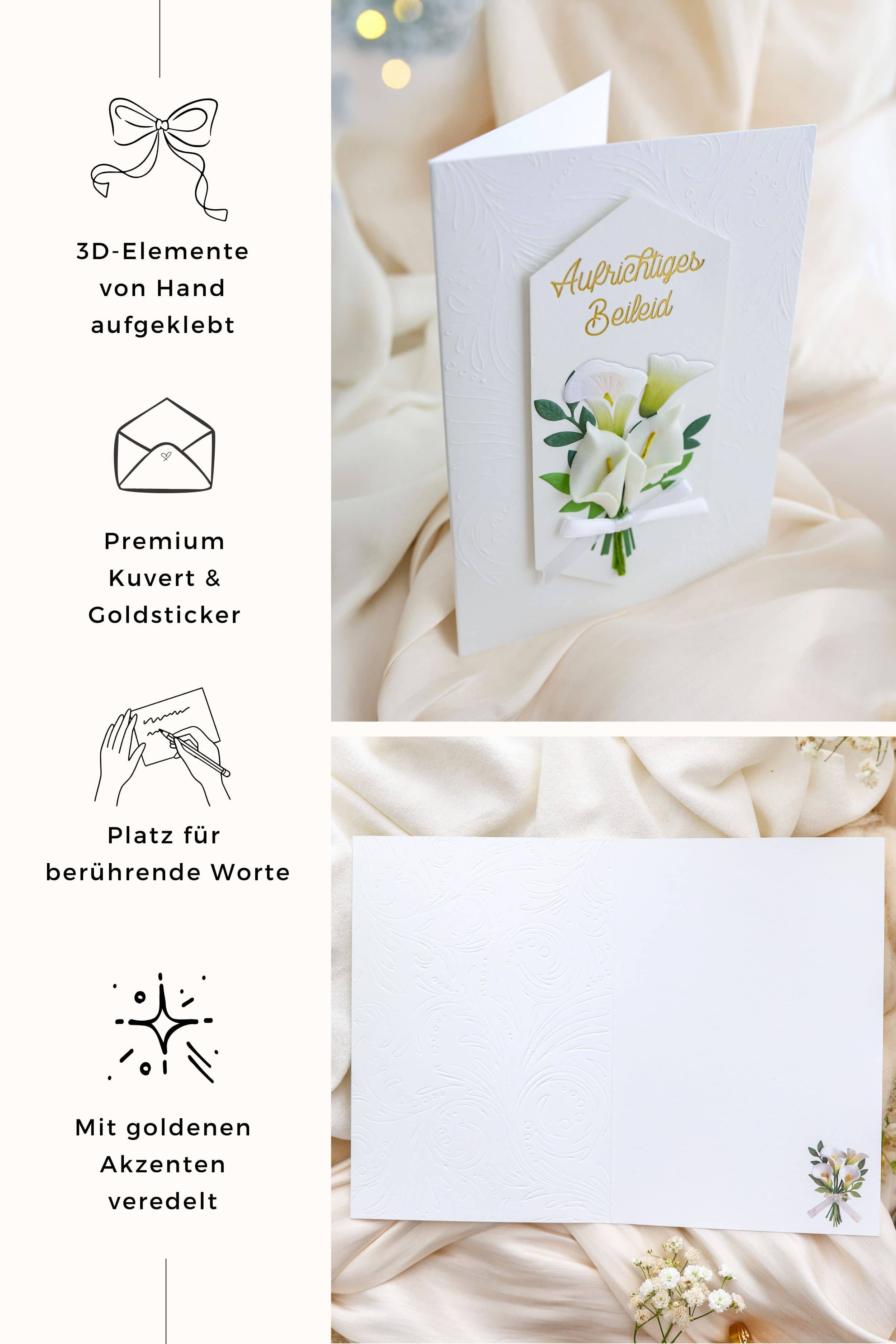 3D Trauerkarte SIGNATURE Beileid Lilie