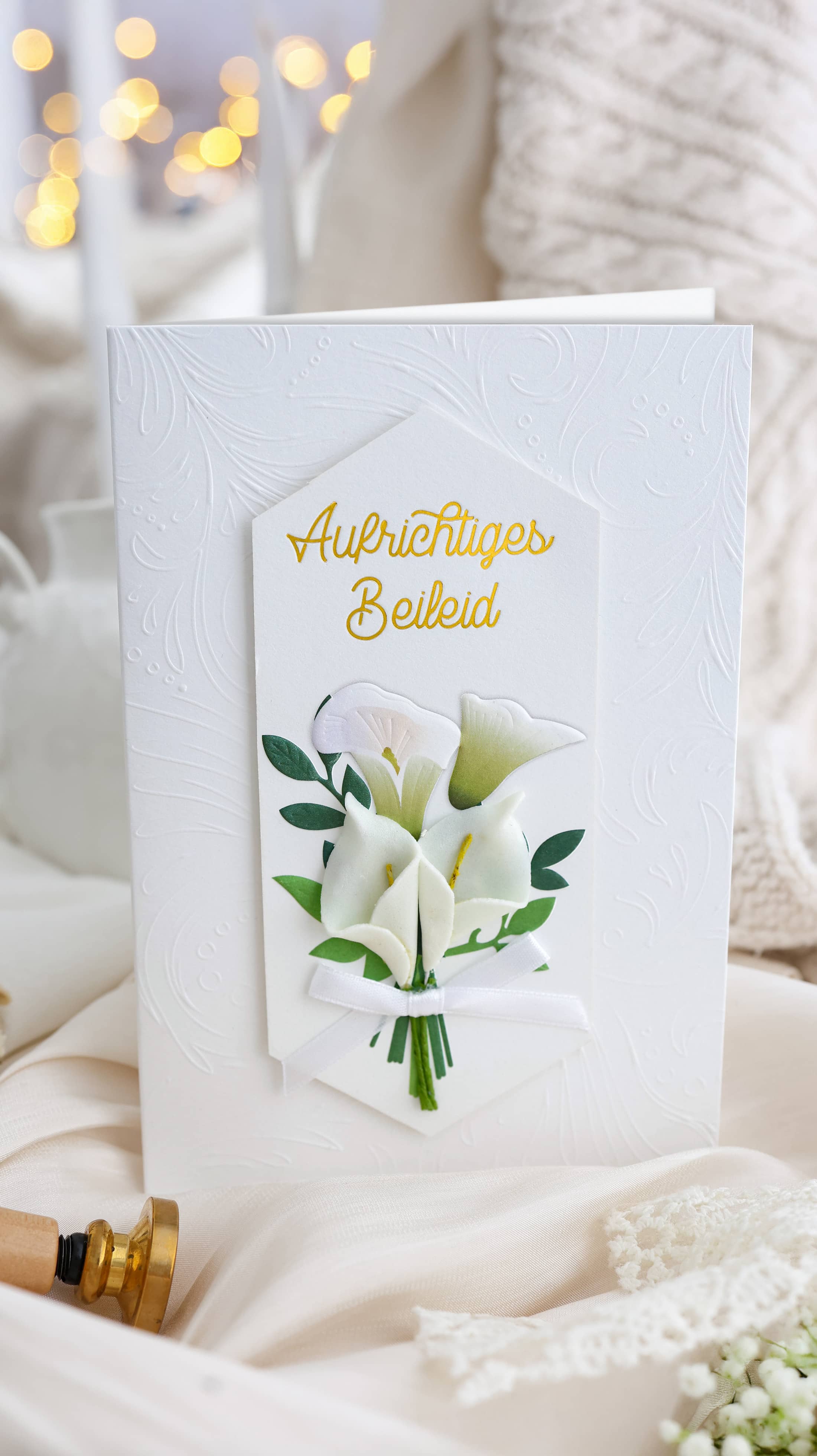 3D Trauerkarte SIGNATURE Beileid Lilie