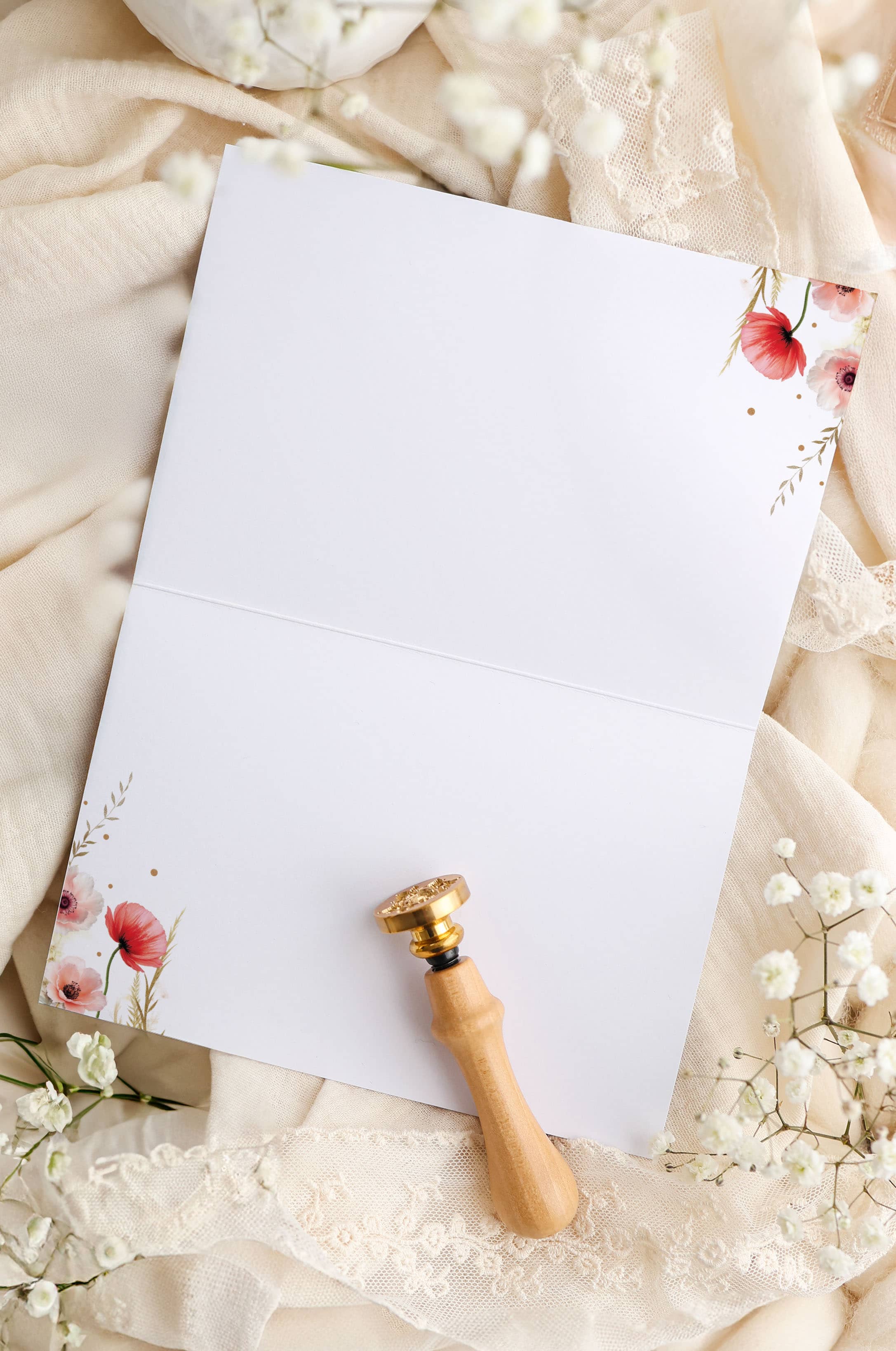 Trauerkarte ELEGANT Mohnblumen