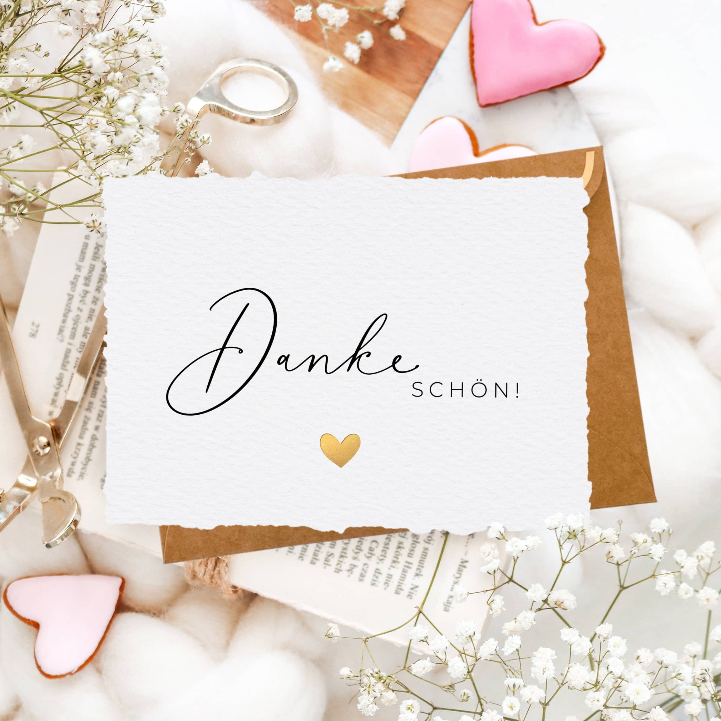 danke karte dankeskarte danke schön karte handgerissen