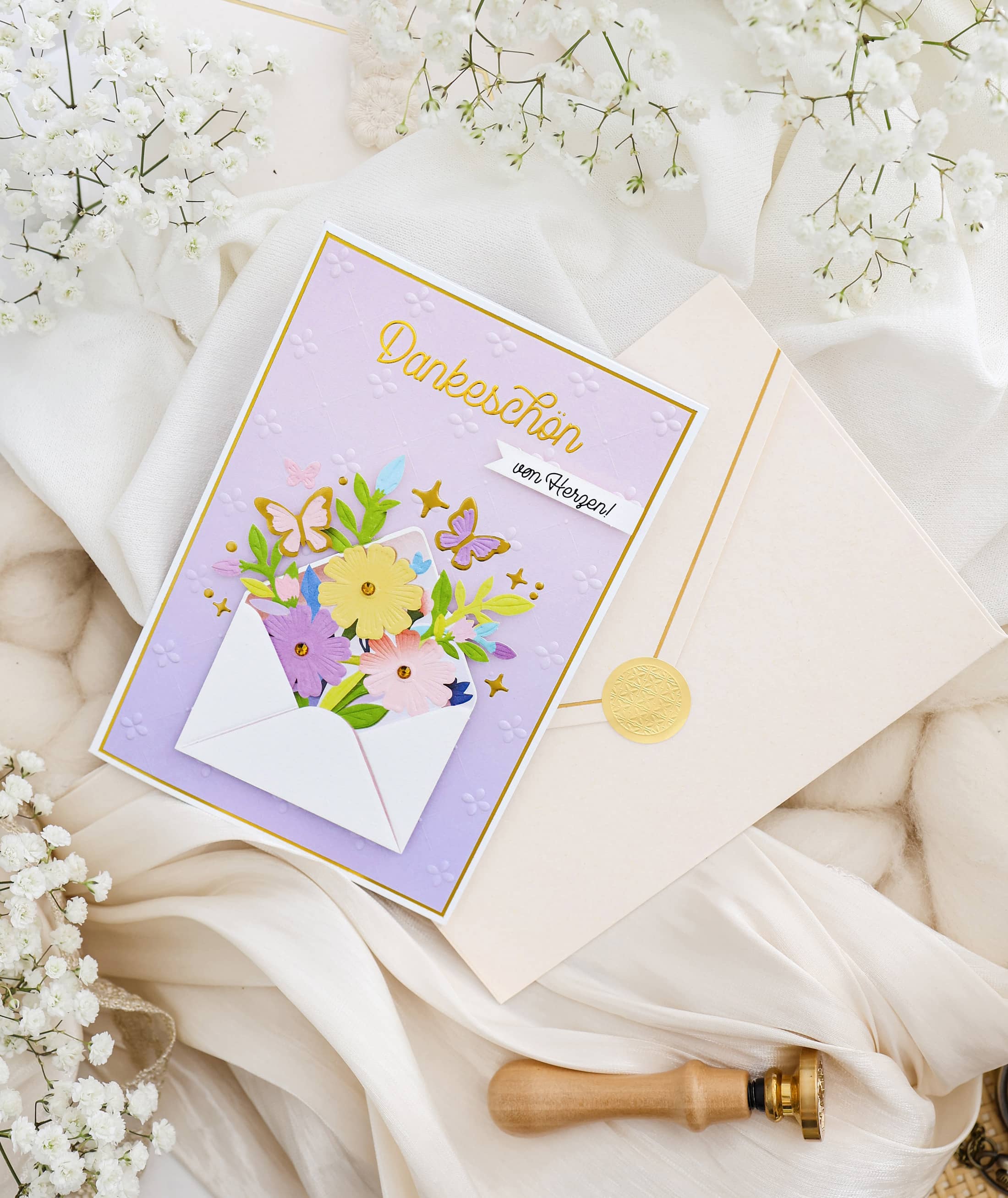 Karte Danke Signature mit Kuvert und Siegel JoliCoon