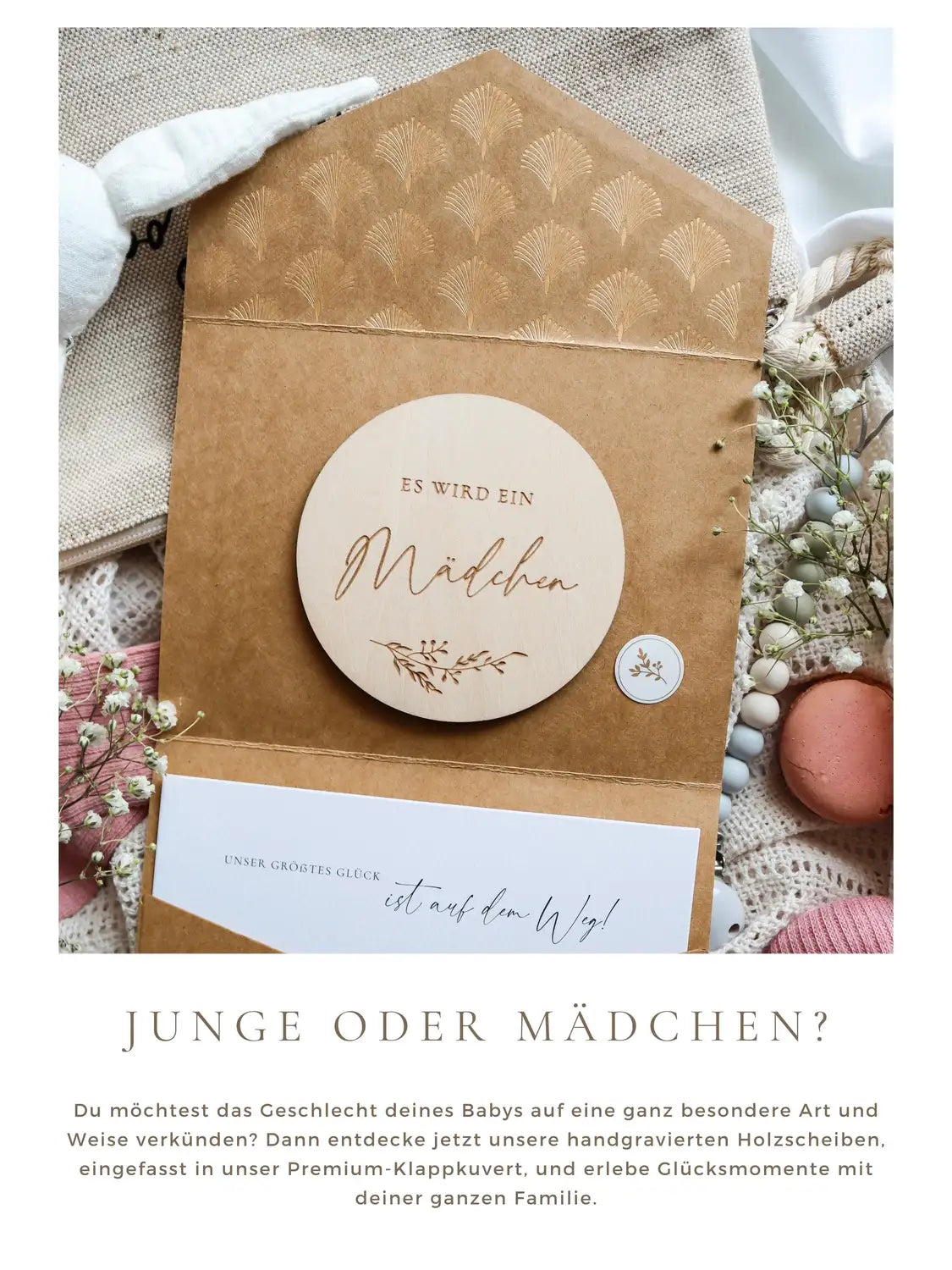 Es wird ein Mädchen Holzkarte