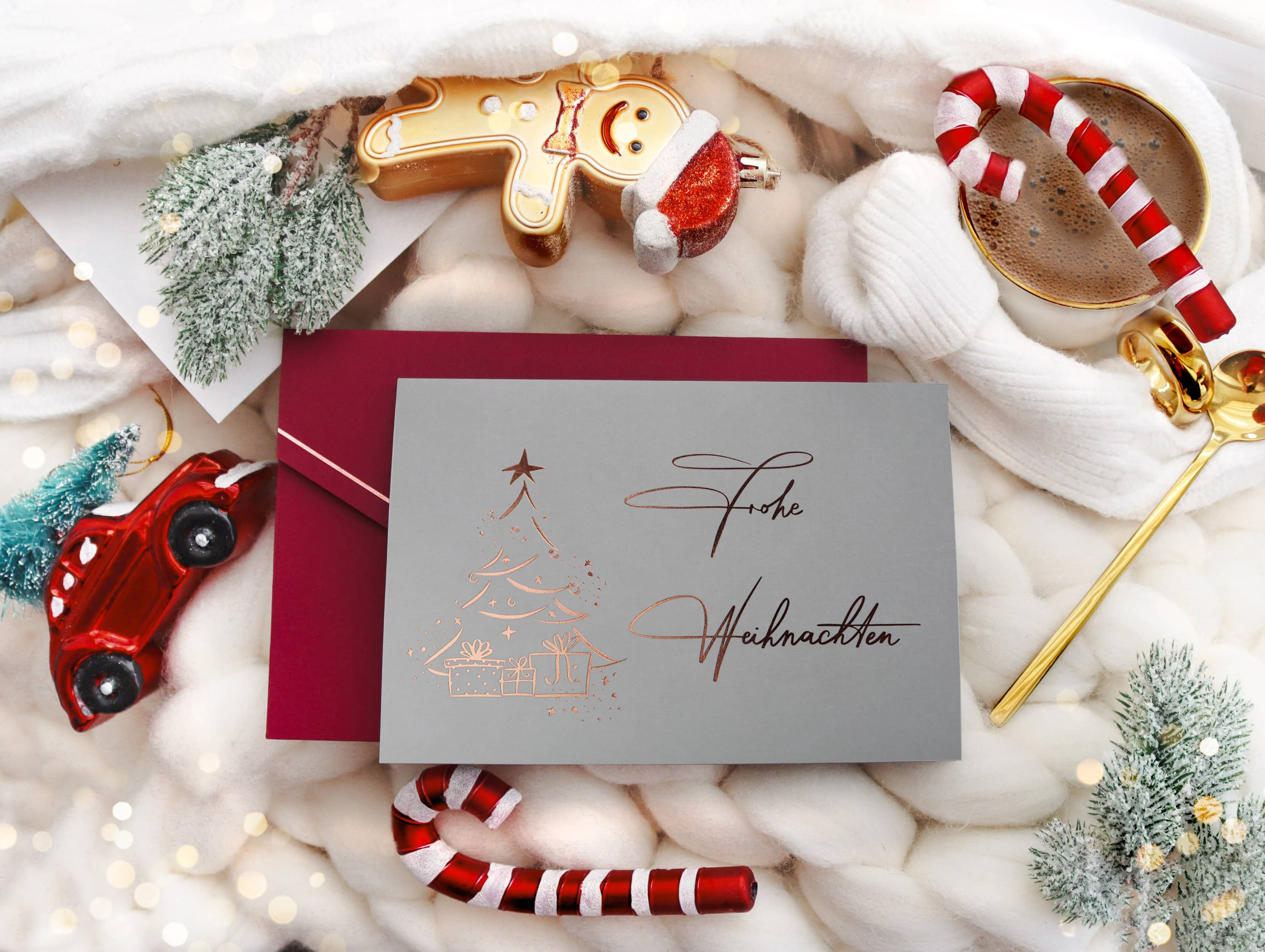 Edle Weihnachtskarte GREY