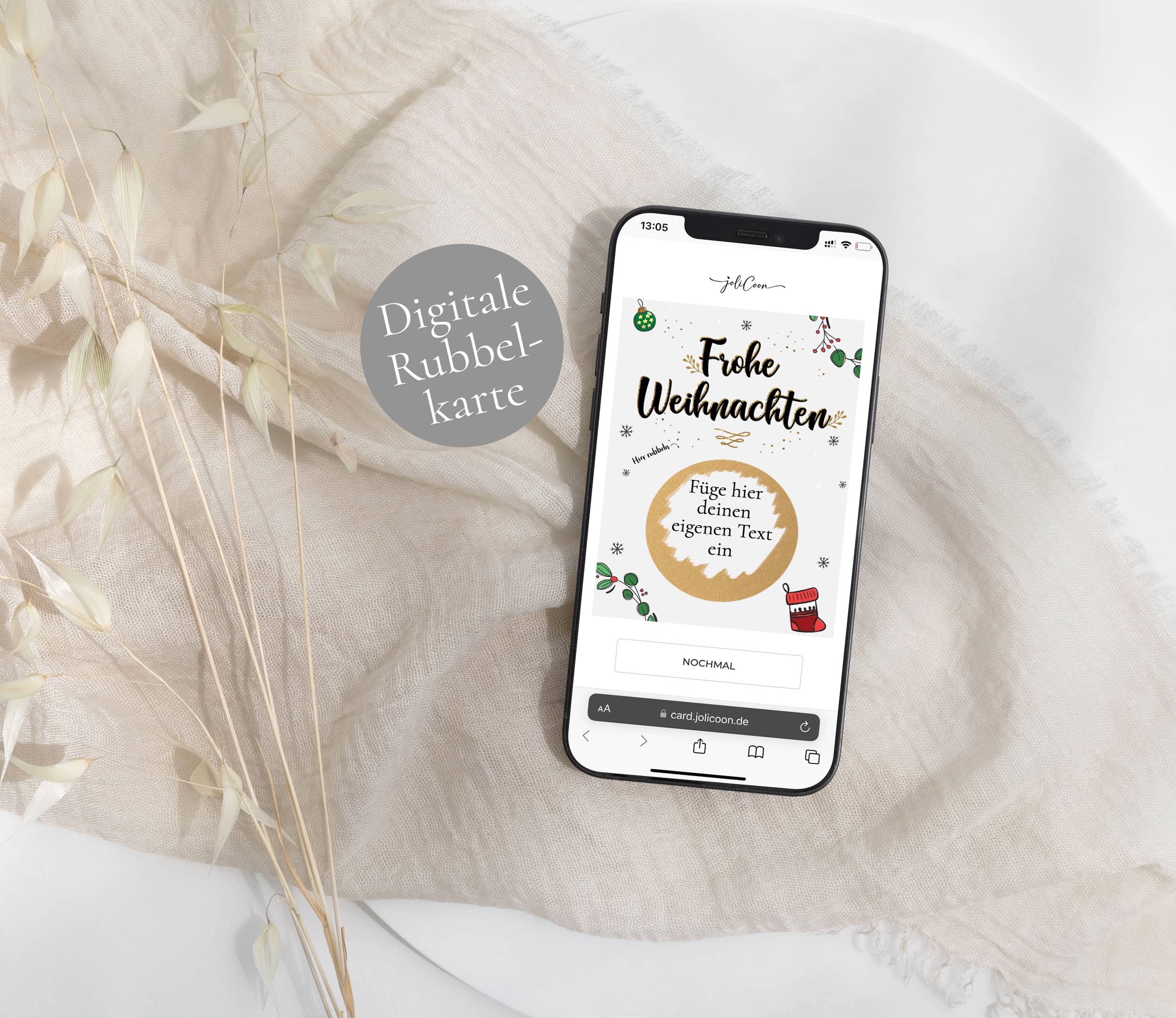 Weihnachtskarte digital personalisierbar Mistelzweig