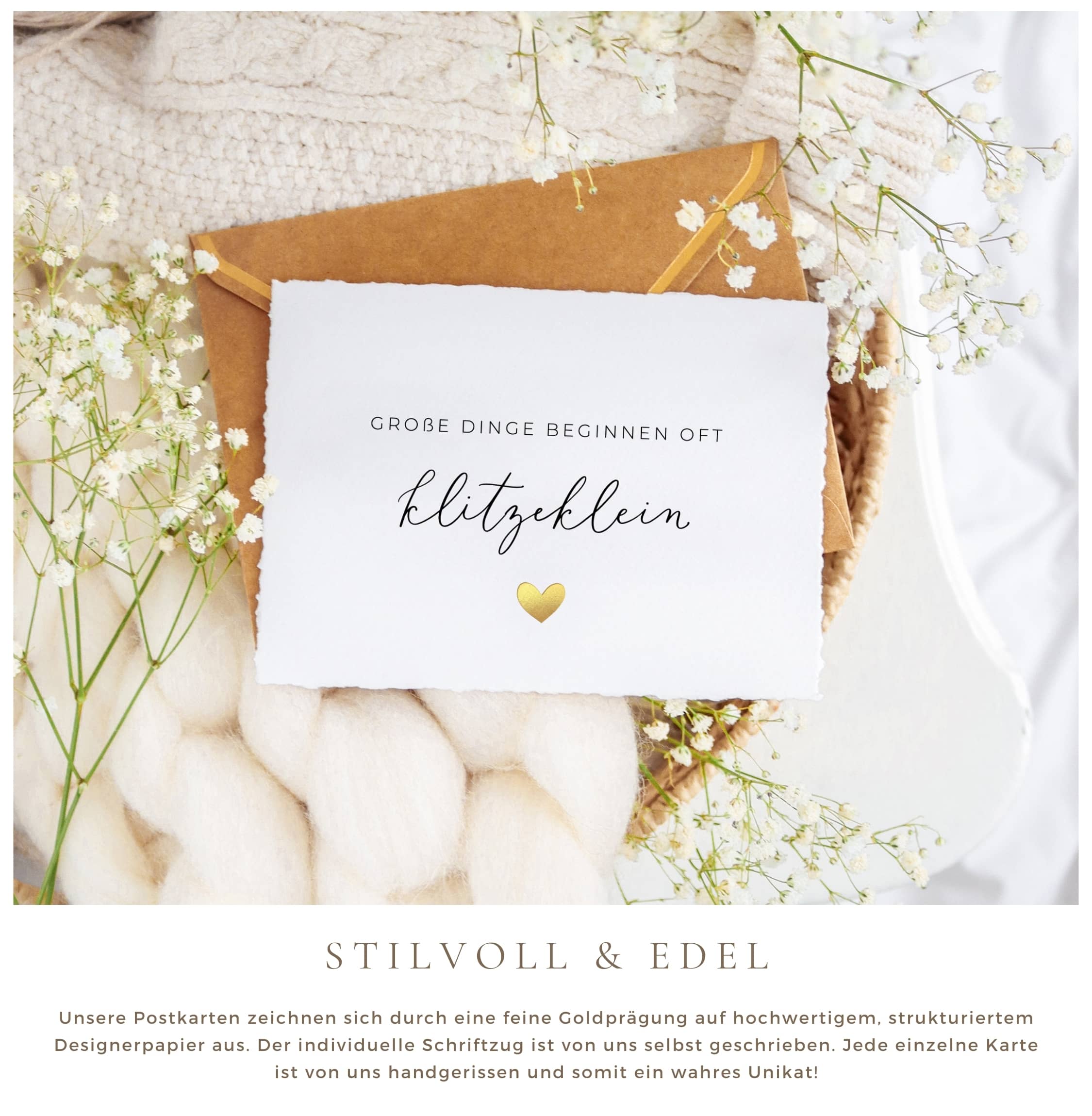 Große Dinge beginnen oft klitzeklein Karte handgerissen