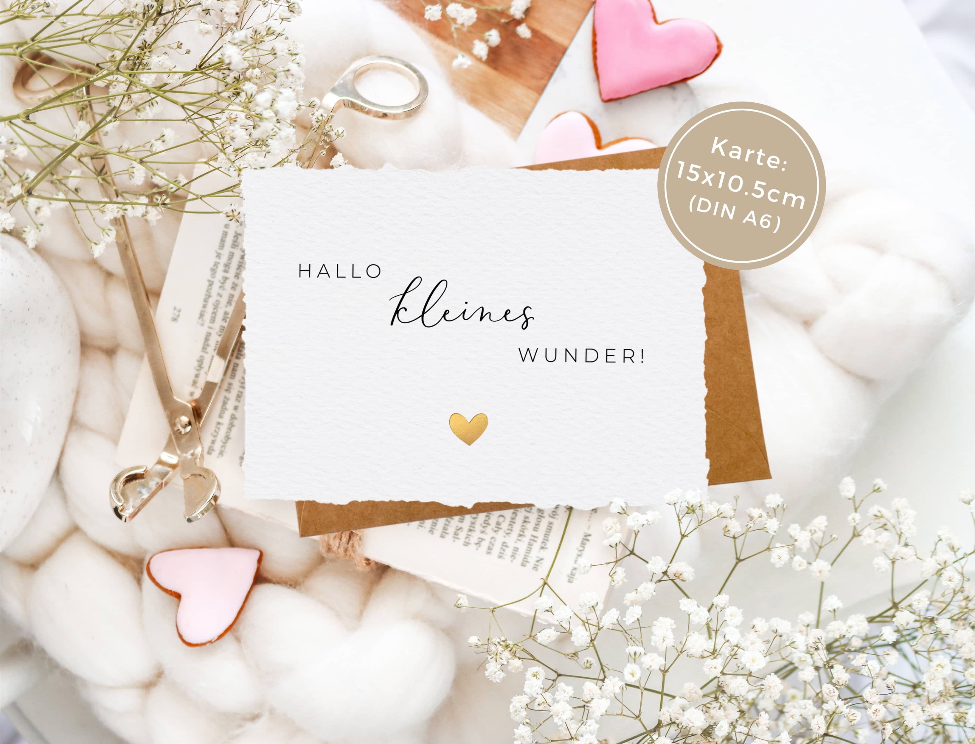 Hallo kleines Wunder Karte handgerissen