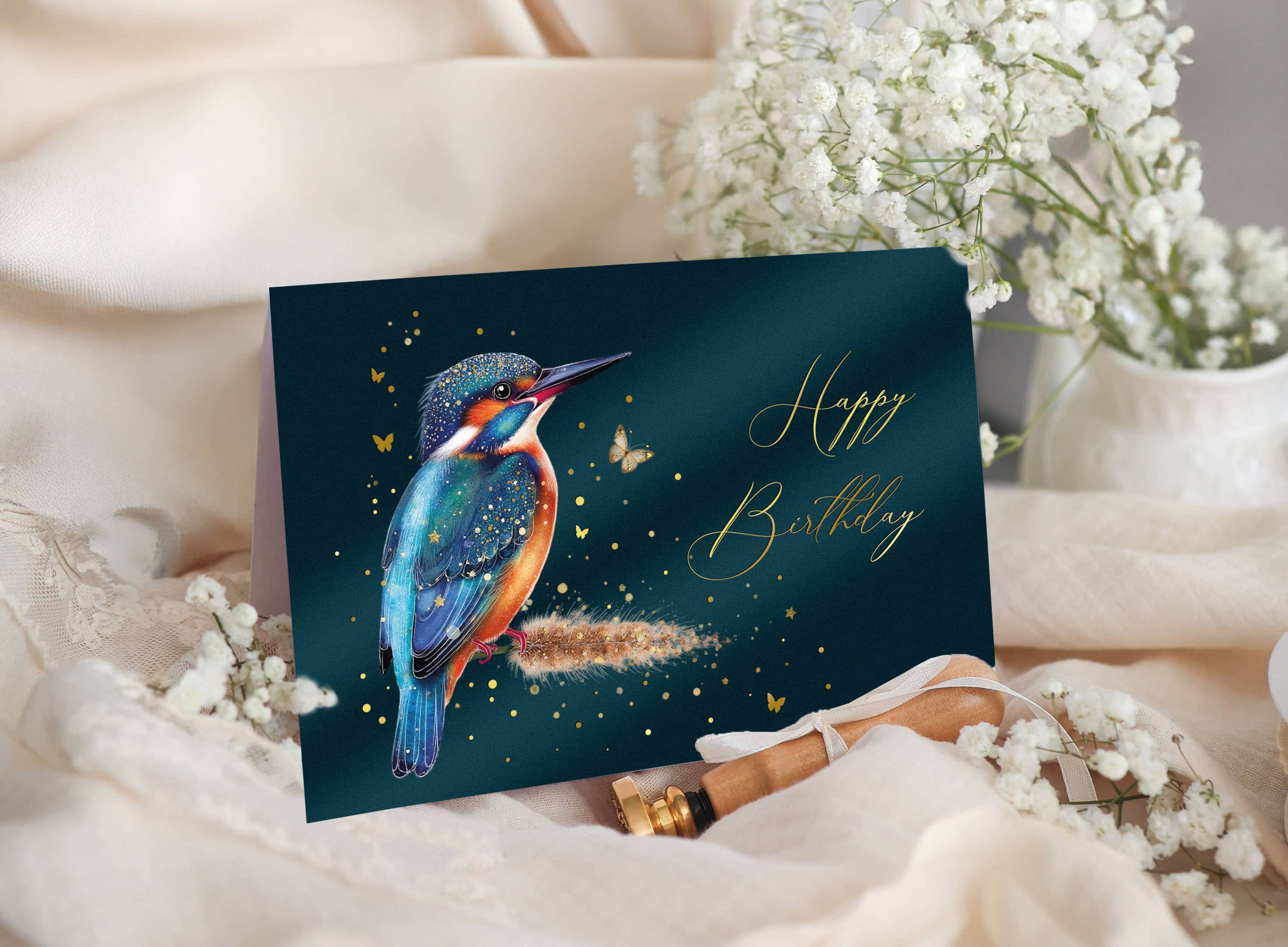 Geburtstagskarte STARDUST Eisvogel