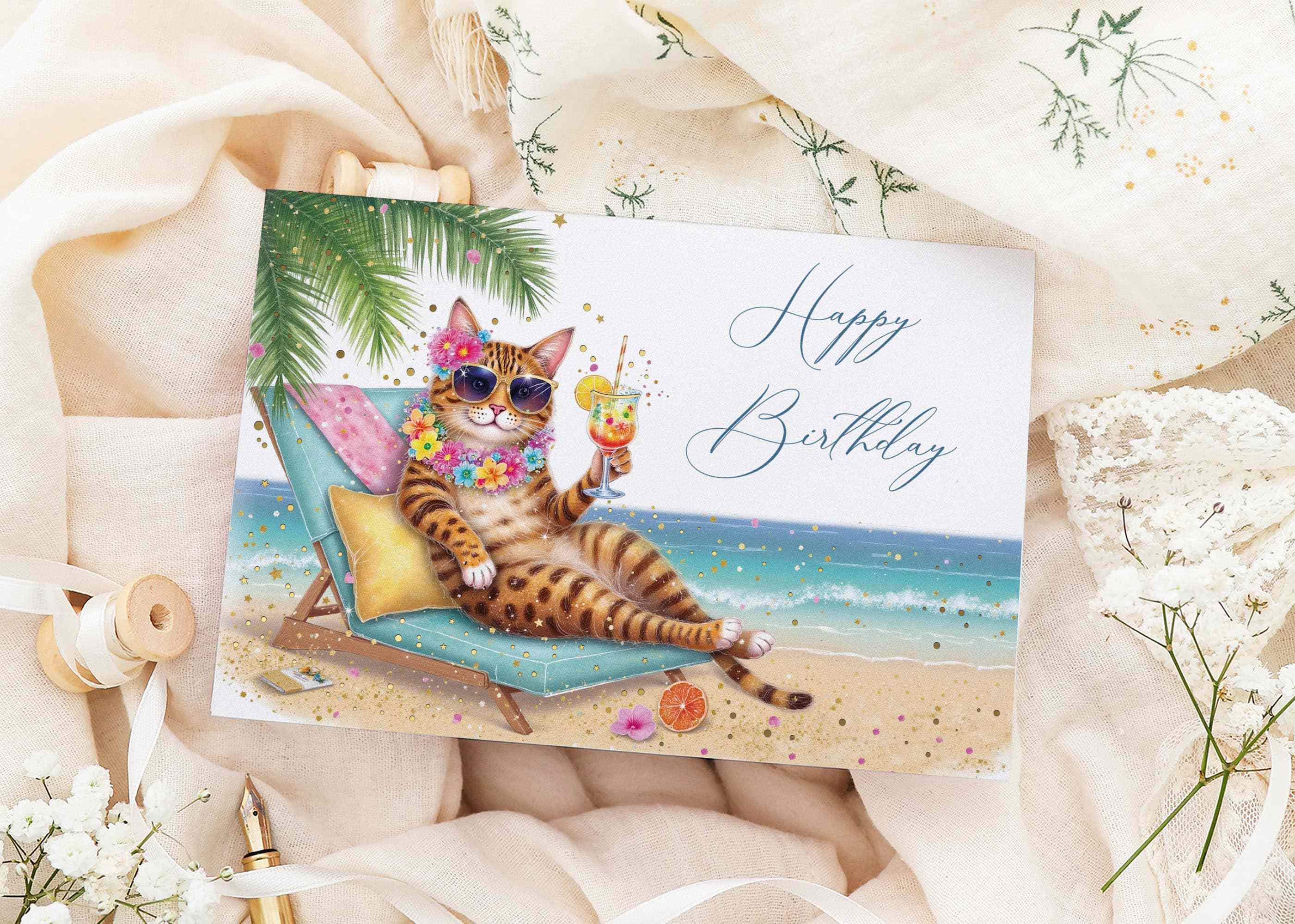 Geburtstagskarte STARDUST Katze Cheers