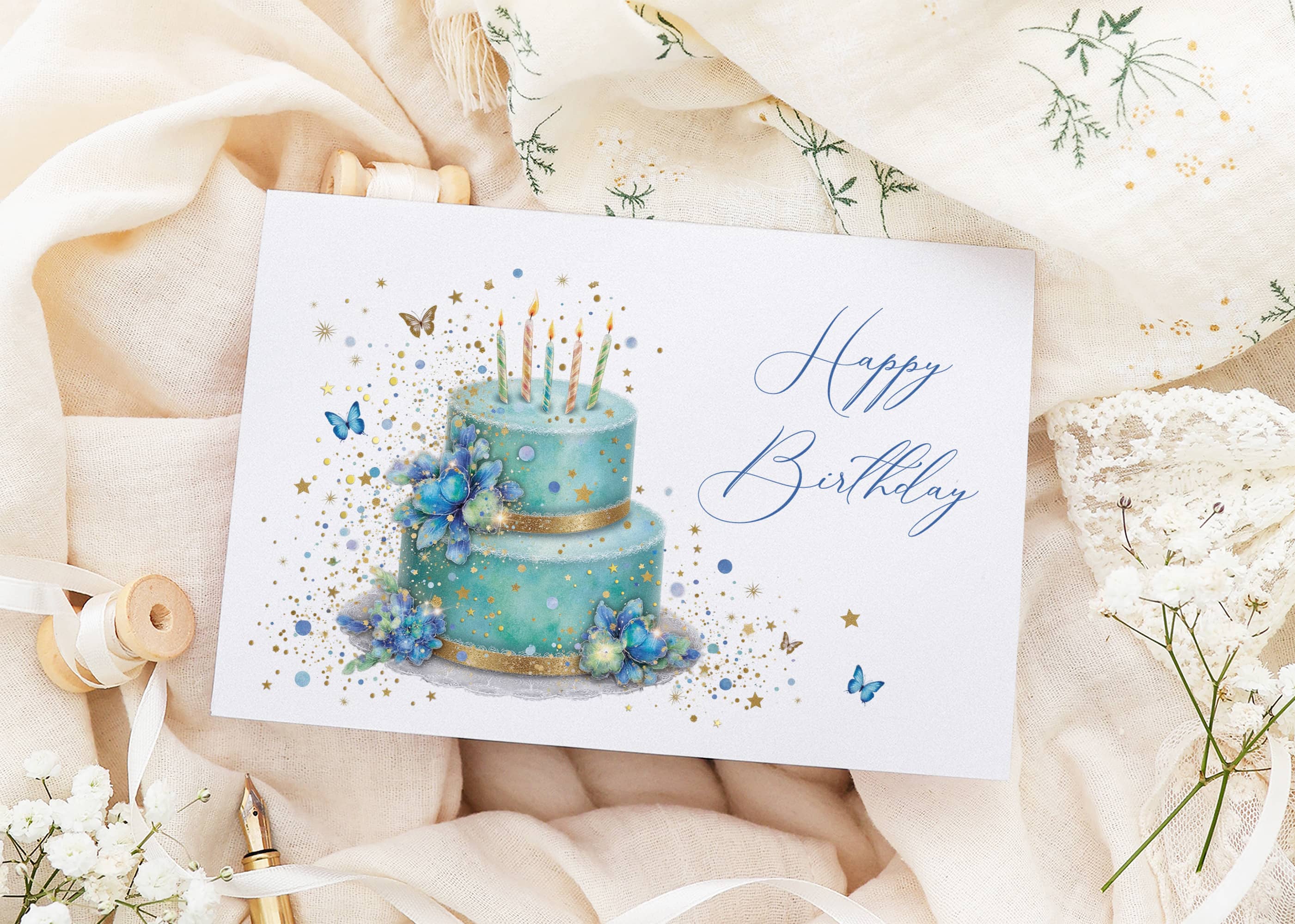 Geburtstagskarte STARDUST Blue Cake